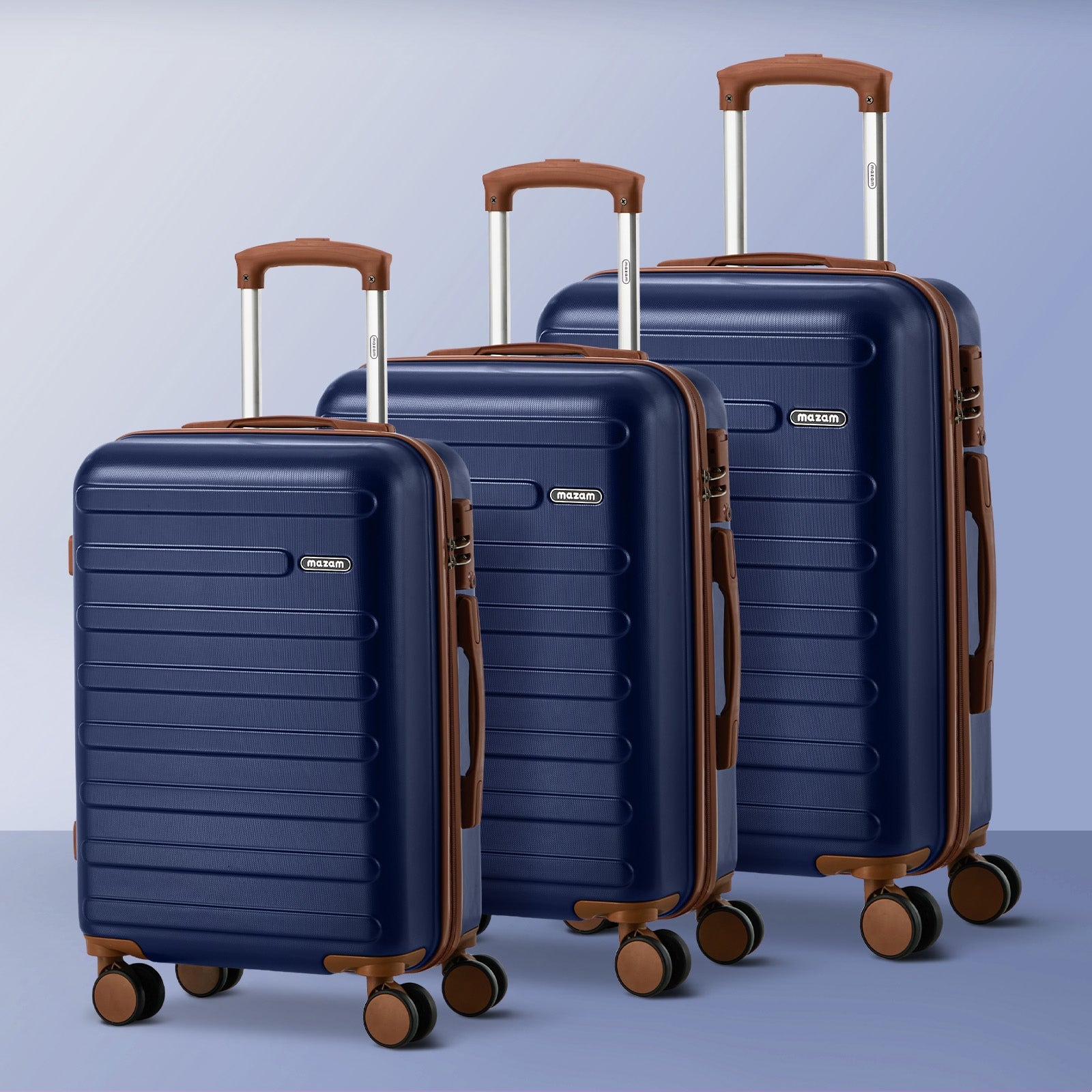 Mazam 3PCS Luggage Suitcase Trolley Set Travel TSA Lock Hard Shell Case Navy - Sunyee