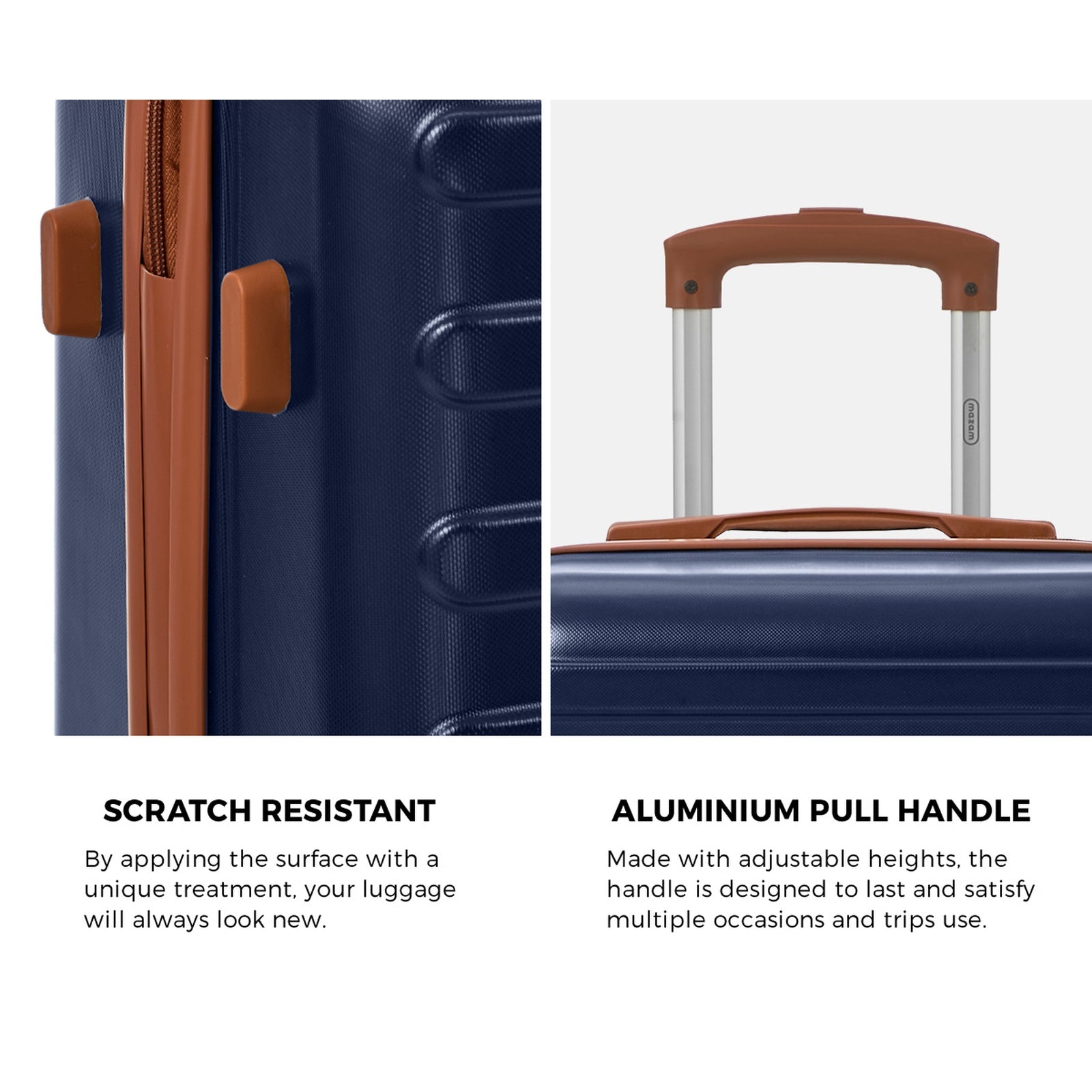 Mazam 3PCS Luggage Suitcase Trolley Set Travel TSA Lock Hard Shell Case Navy - Sunyee