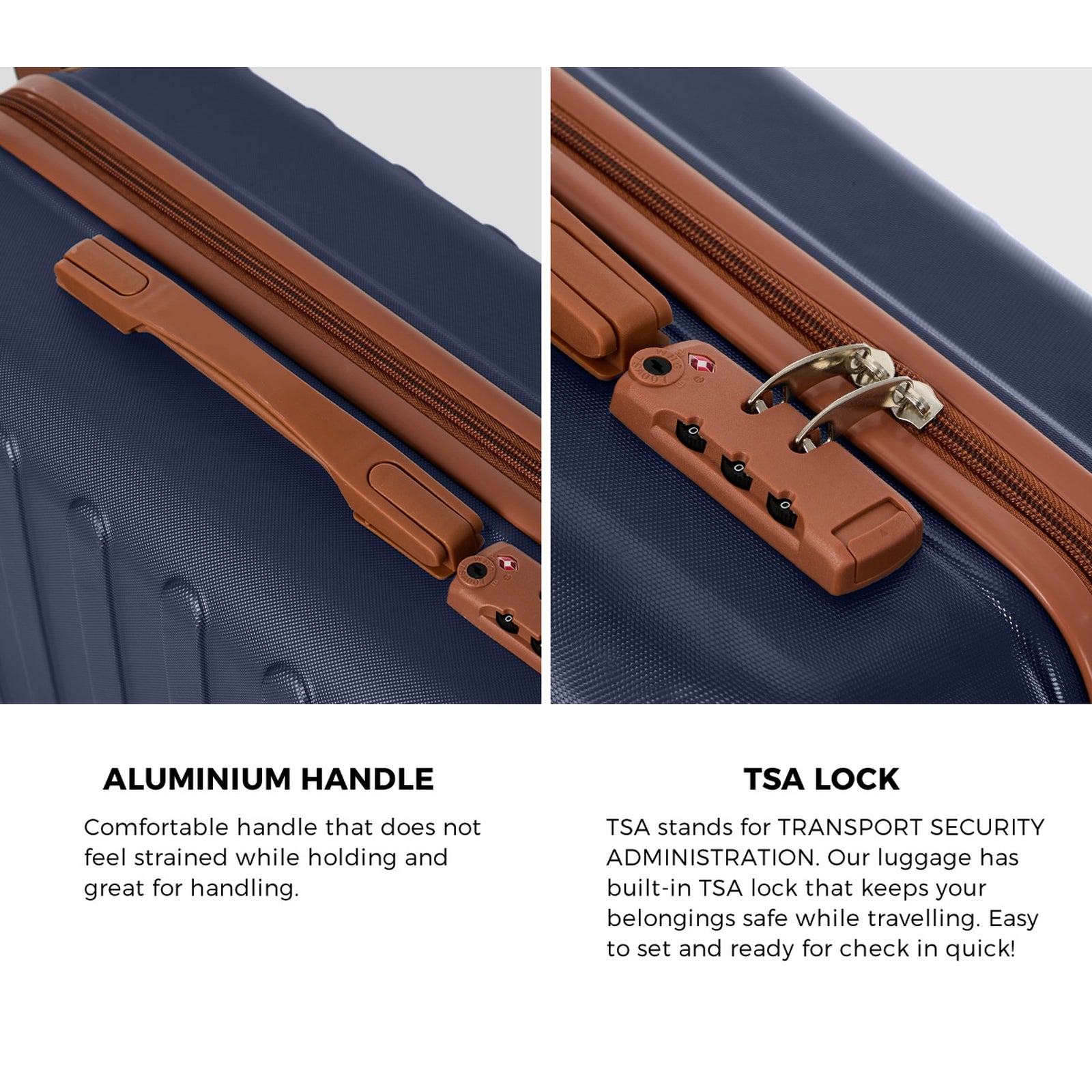 Mazam 3PCS Luggage Suitcase Trolley Set Travel TSA Lock Hard Shell Case Navy - Sunyee