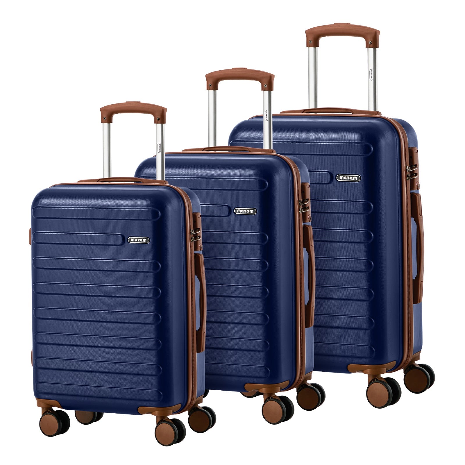 Mazam 3PCS Luggage Suitcase Trolley Set Travel TSA Lock Hard Shell Case Navy - Sunyee