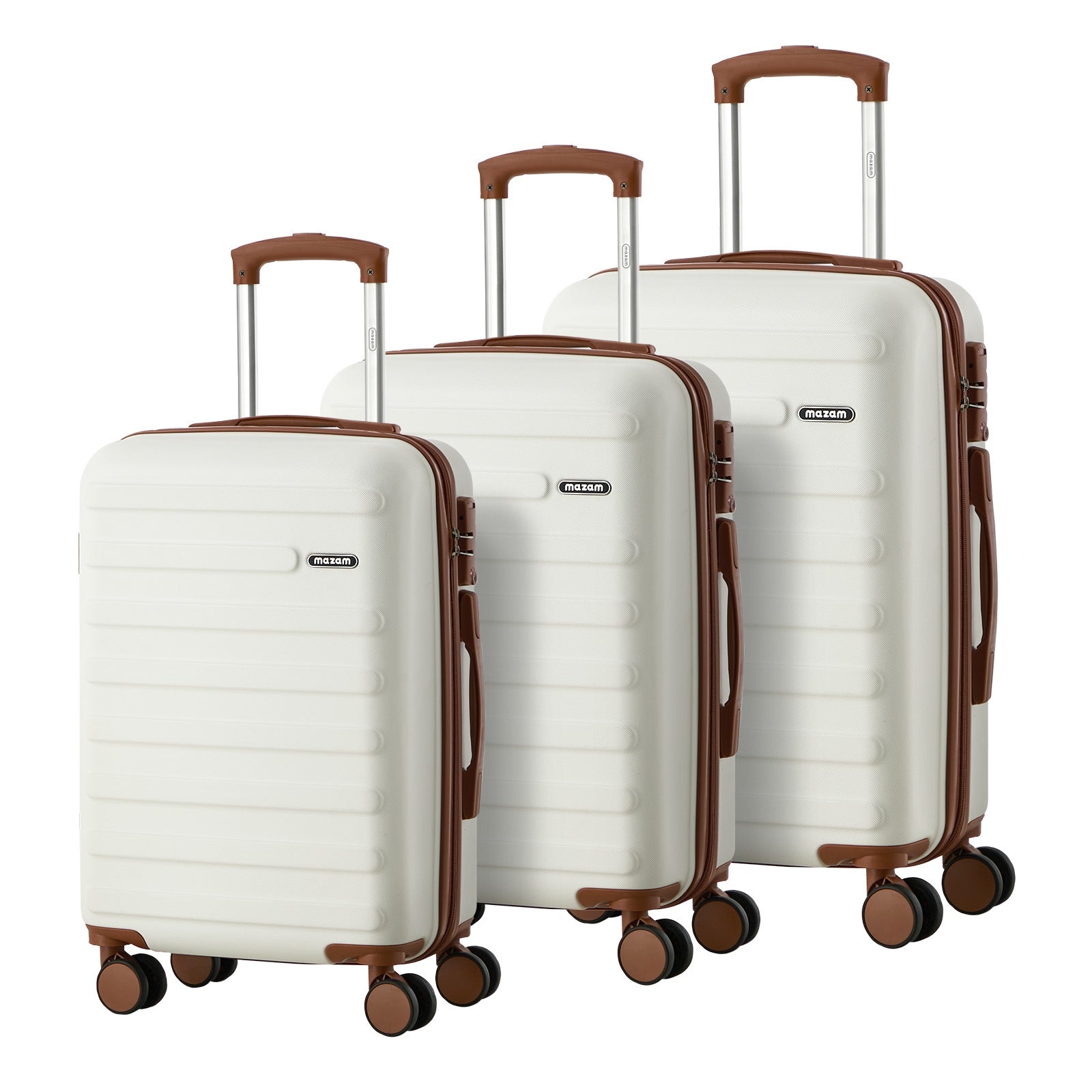 Mazam 3PCS Luggage Suitcase Trolley Set Travel TSA Lock Hard Shell Case White - Sunyee