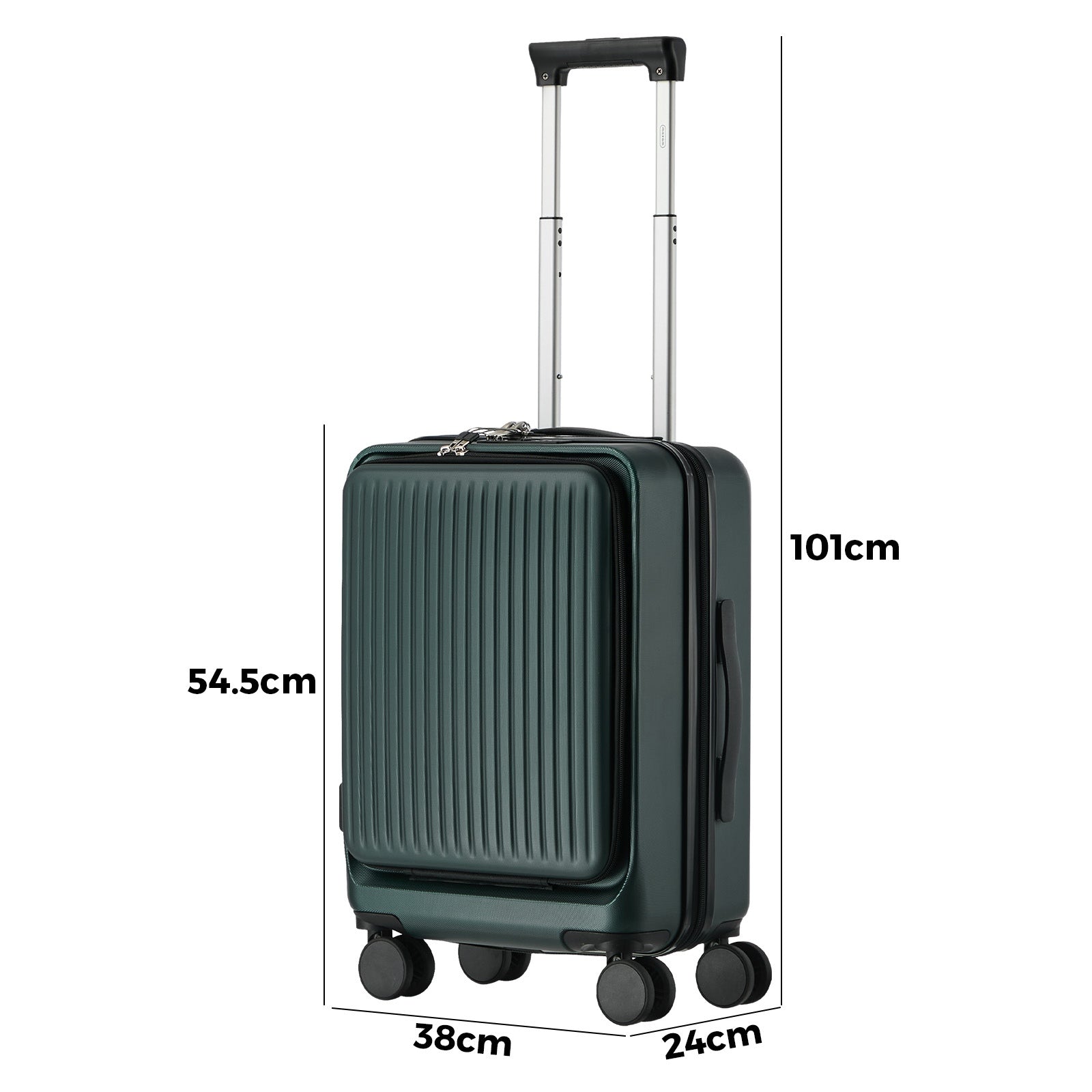 Mazam 20" Luggage Suitcase Front Opening Travel Carry On TSA Hard Case Green - Sunyee