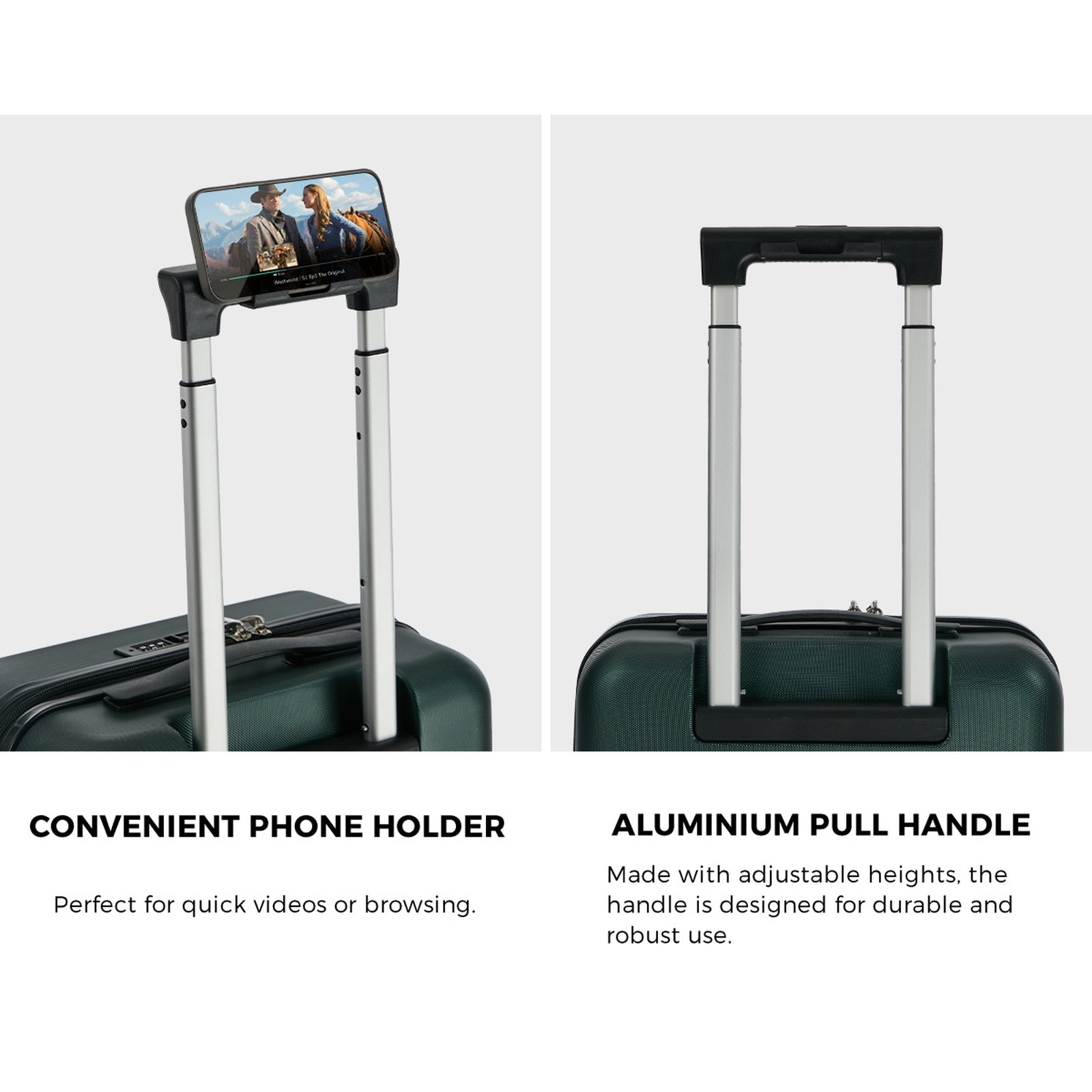 Mazam 2PCS Luggage Suitcase Trolley Set Front Opening TSA Lock Hard Case Green - Sunyee