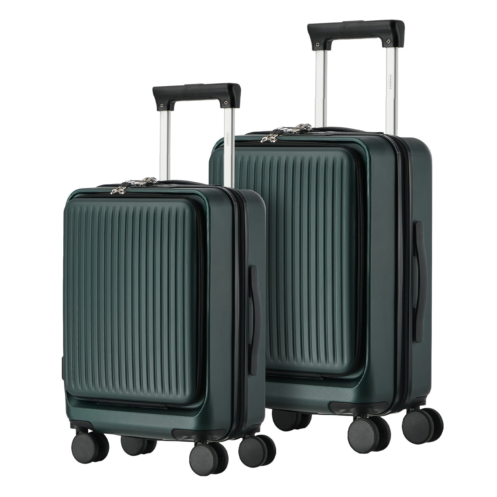 Mazam 2PCS Luggage Suitcase Trolley Set Front Opening TSA Lock Hard Case Green - Sunyee