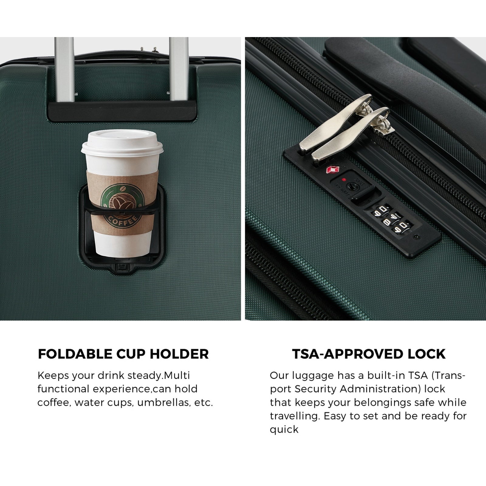 Mazam 24" Luggage Suitcase Front Opening Travel TSA Lock Storage Hard Case Green - Sunyee