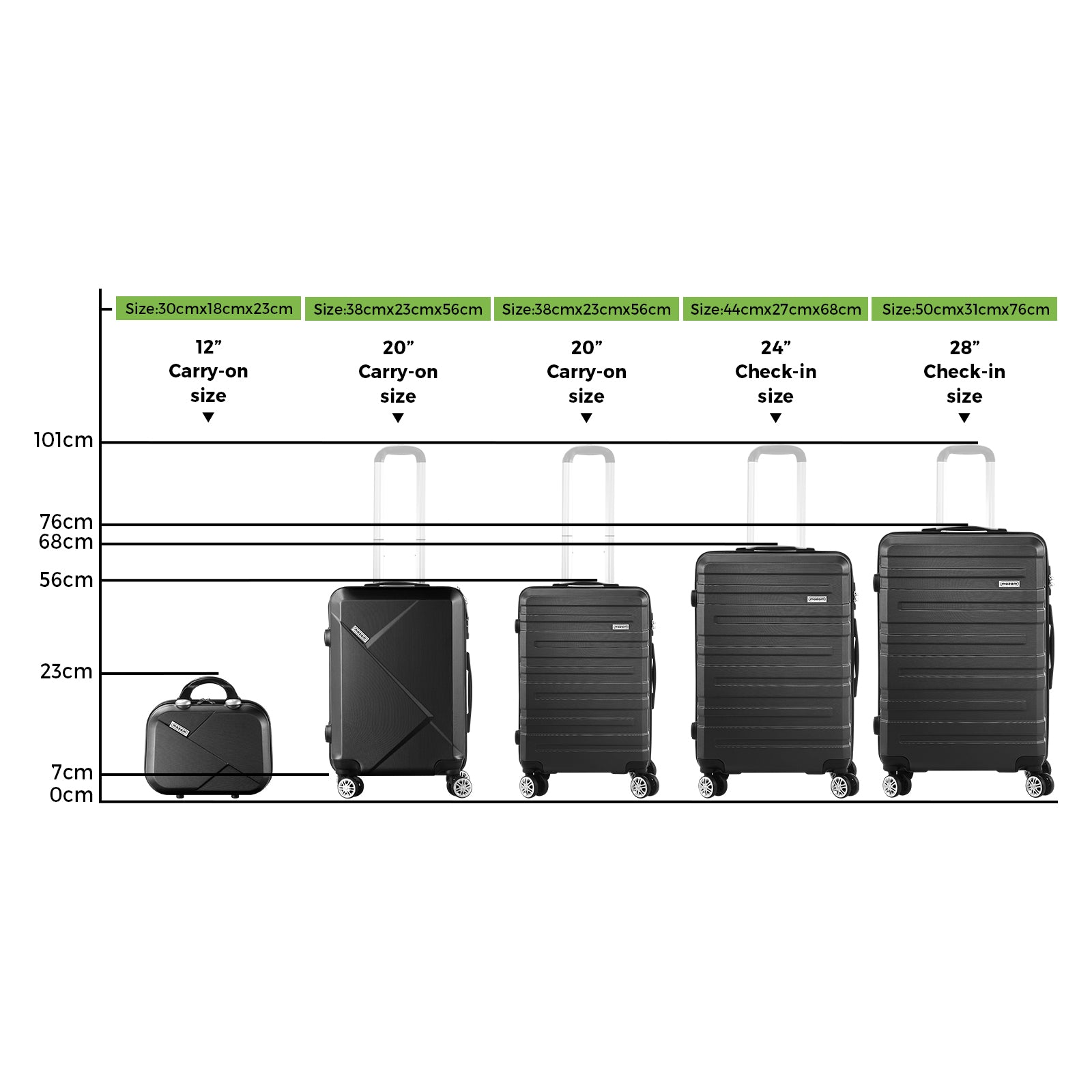 Mazam 1/2/3PCS Luggage Suitcase Trolley Set Travel TSA Lock Storage Hard Case - Sunyee