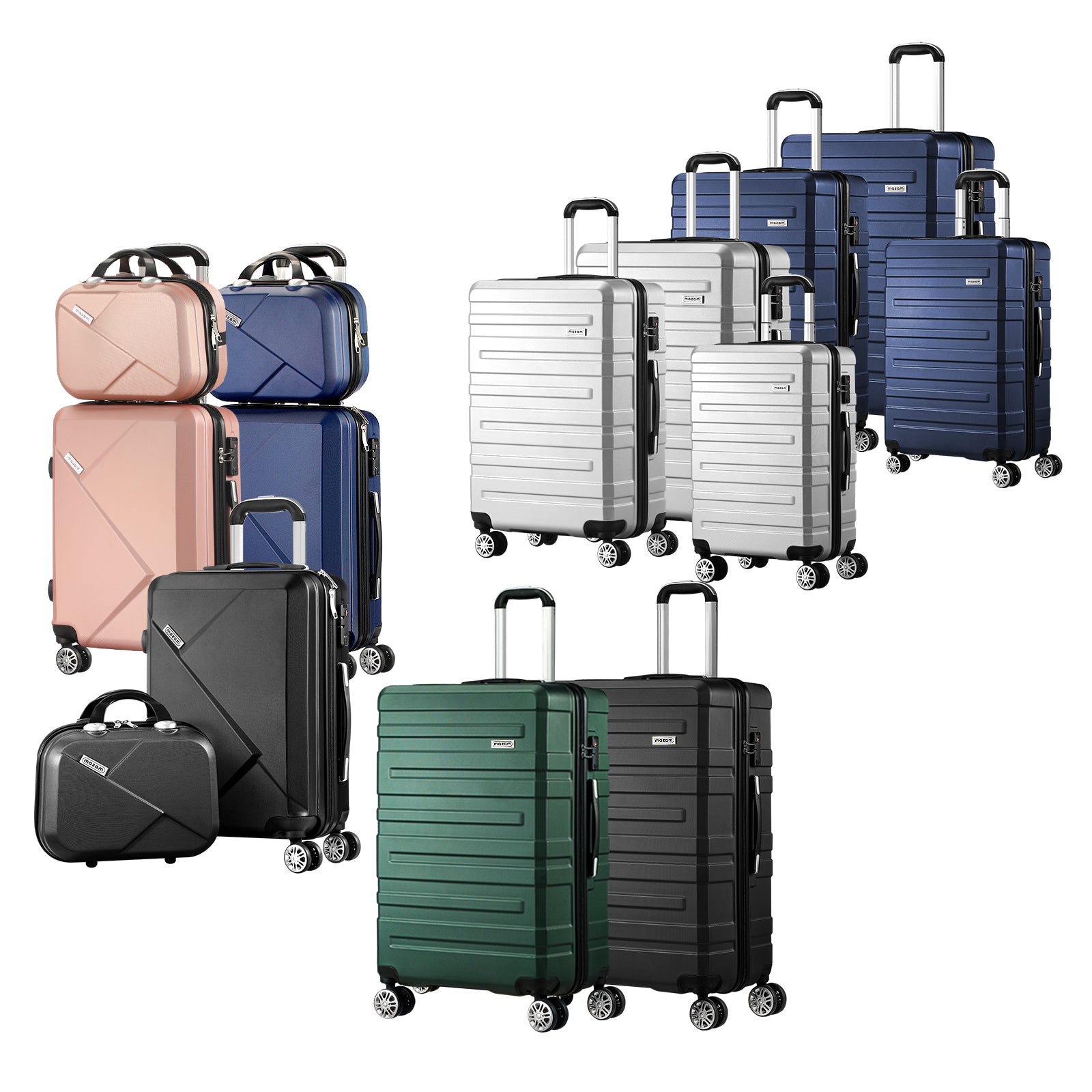 Mazam 1/2/3PCS Luggage Suitcase Trolley Set Travel TSA Lock Storage Hard Case - Sunyee