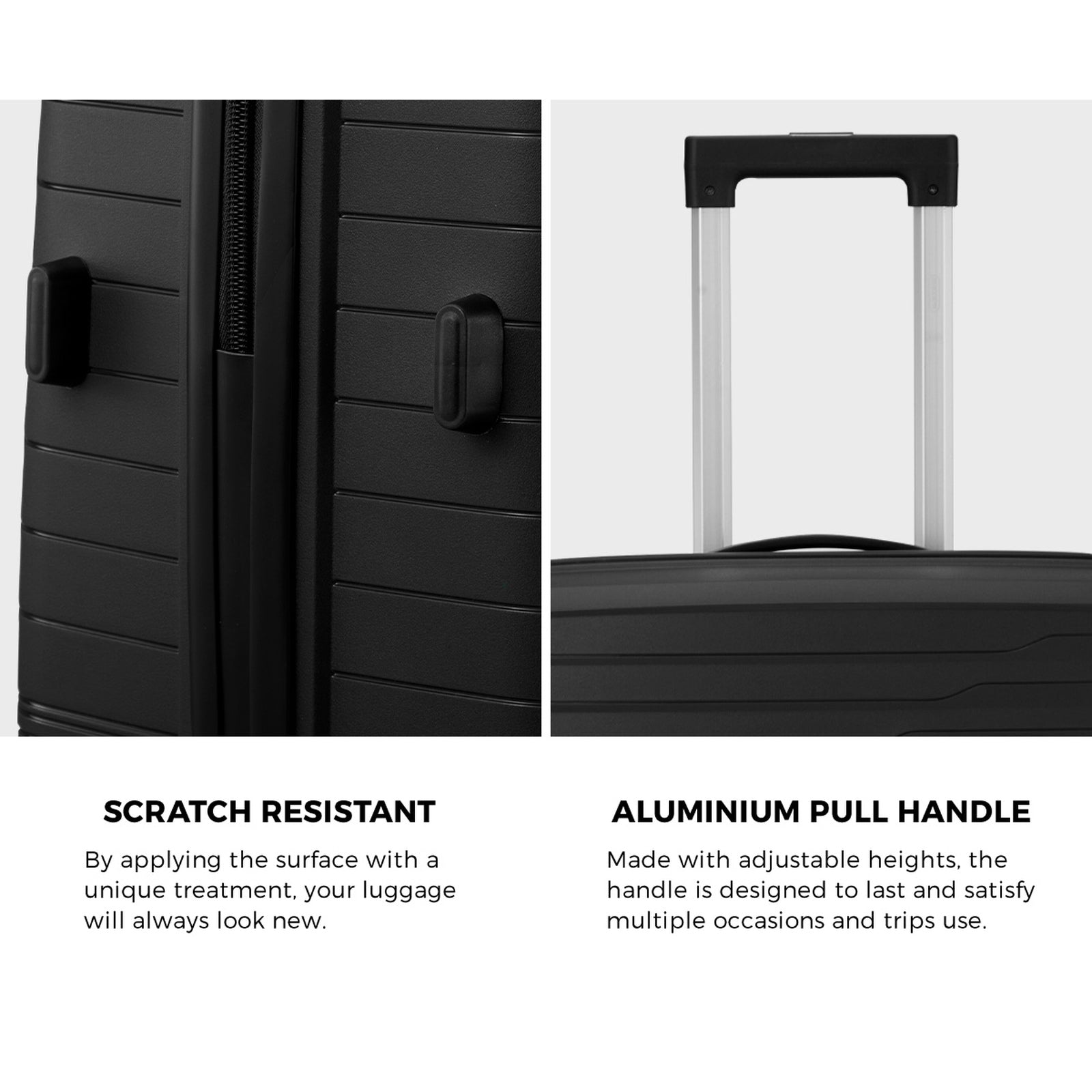 Mazam 3PCS Luggage Suitcase Trolley Set Travel TSA Lock Storage Black PP Case - Sunyee