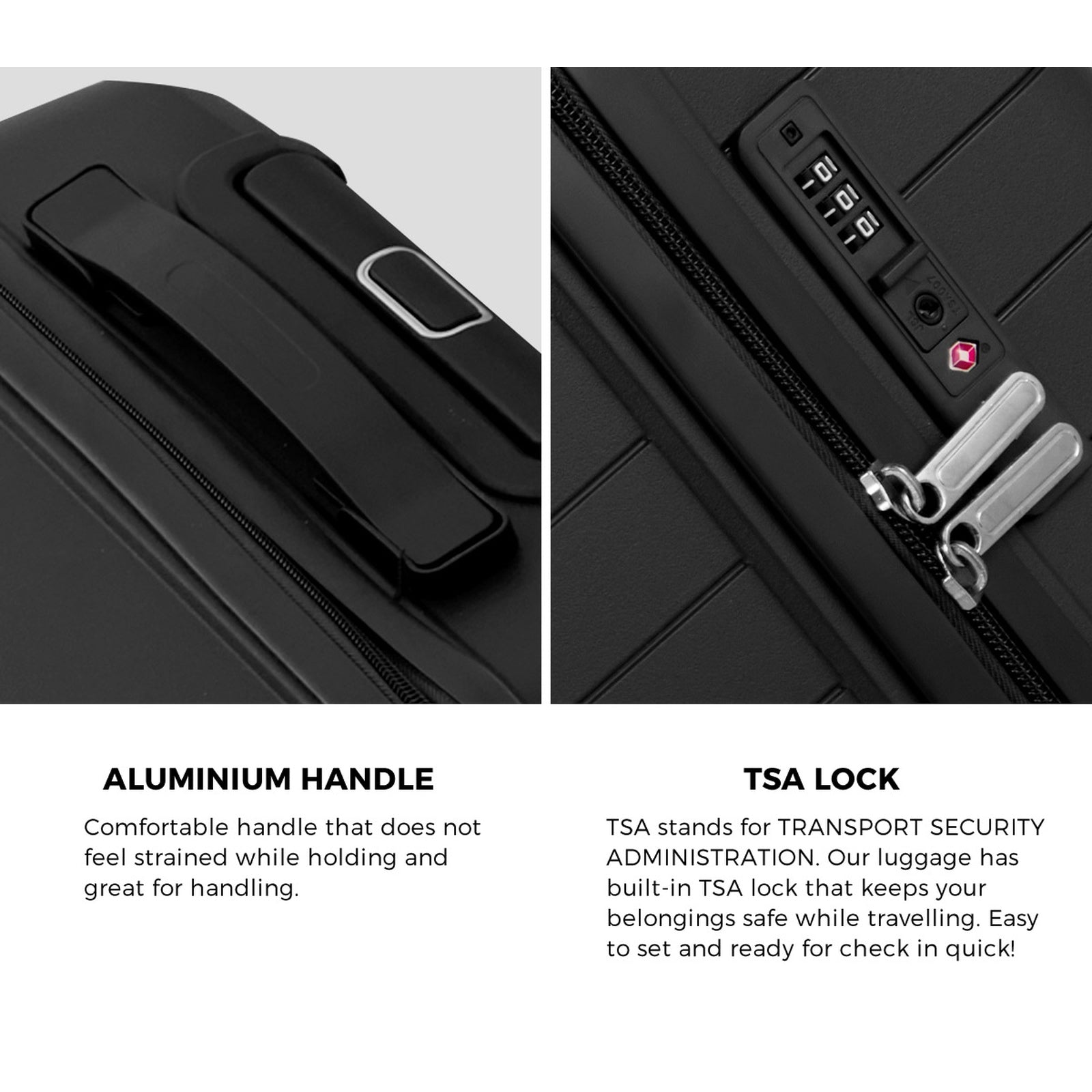 Mazam 3PCS Luggage Suitcase Trolley Set Travel TSA Lock Storage Black PP Case - Sunyee