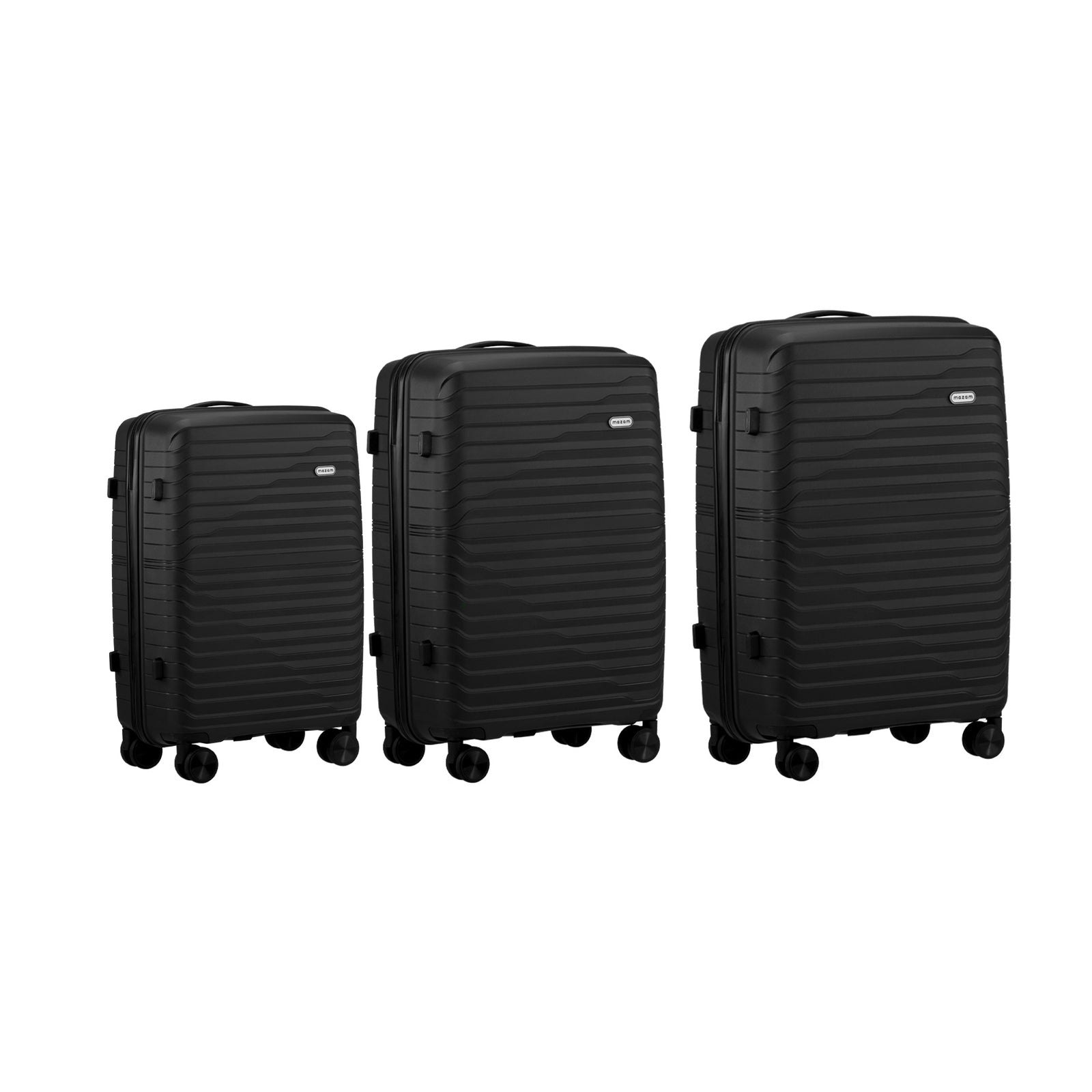 Mazam 3PCS Luggage Suitcase Trolley Set Travel TSA Lock Storage Black PP Case - Sunyee