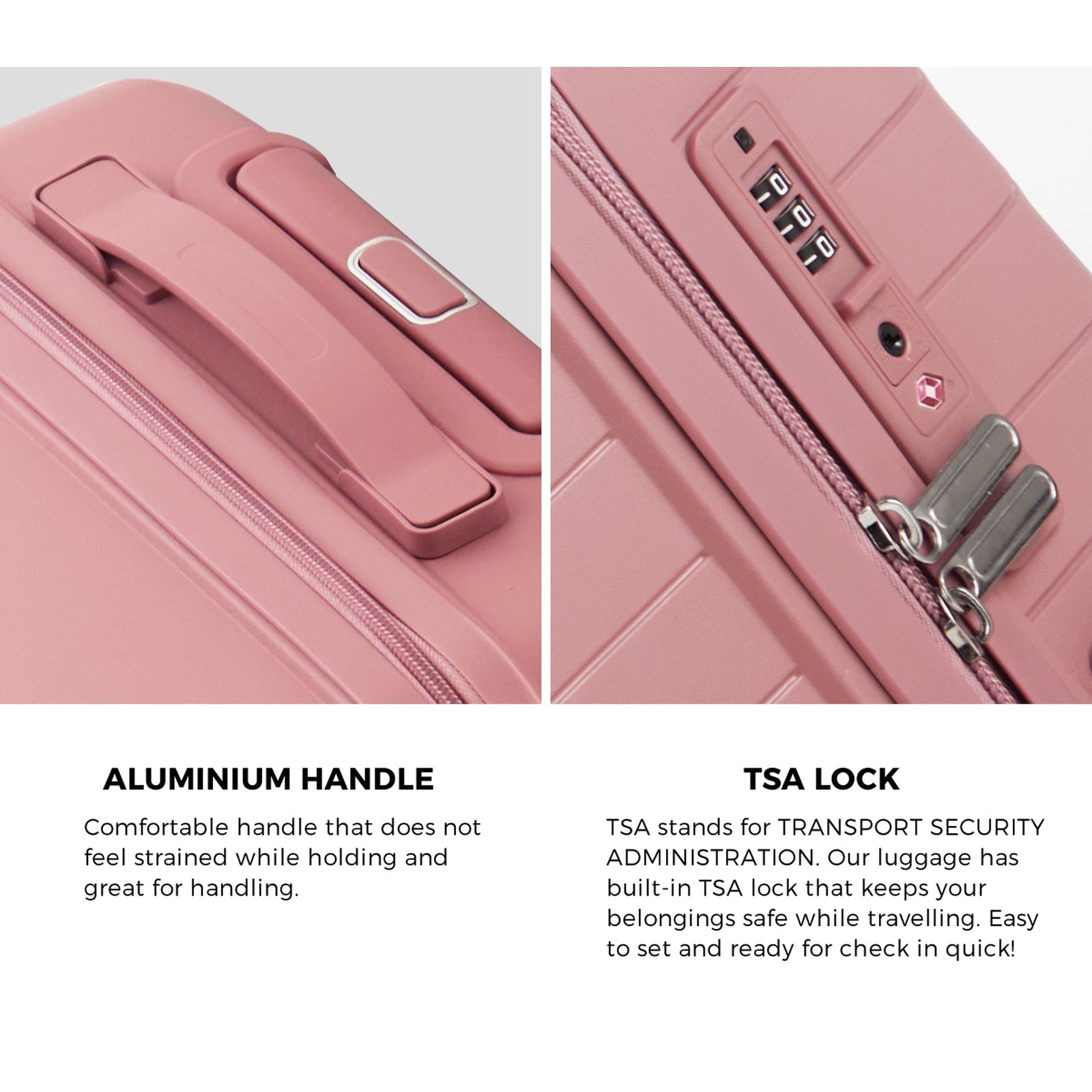 Mazam 3PCS Luggage Suitcase Trolley Set Travel TSA Lock Storage Pink PP Case - Sunyee