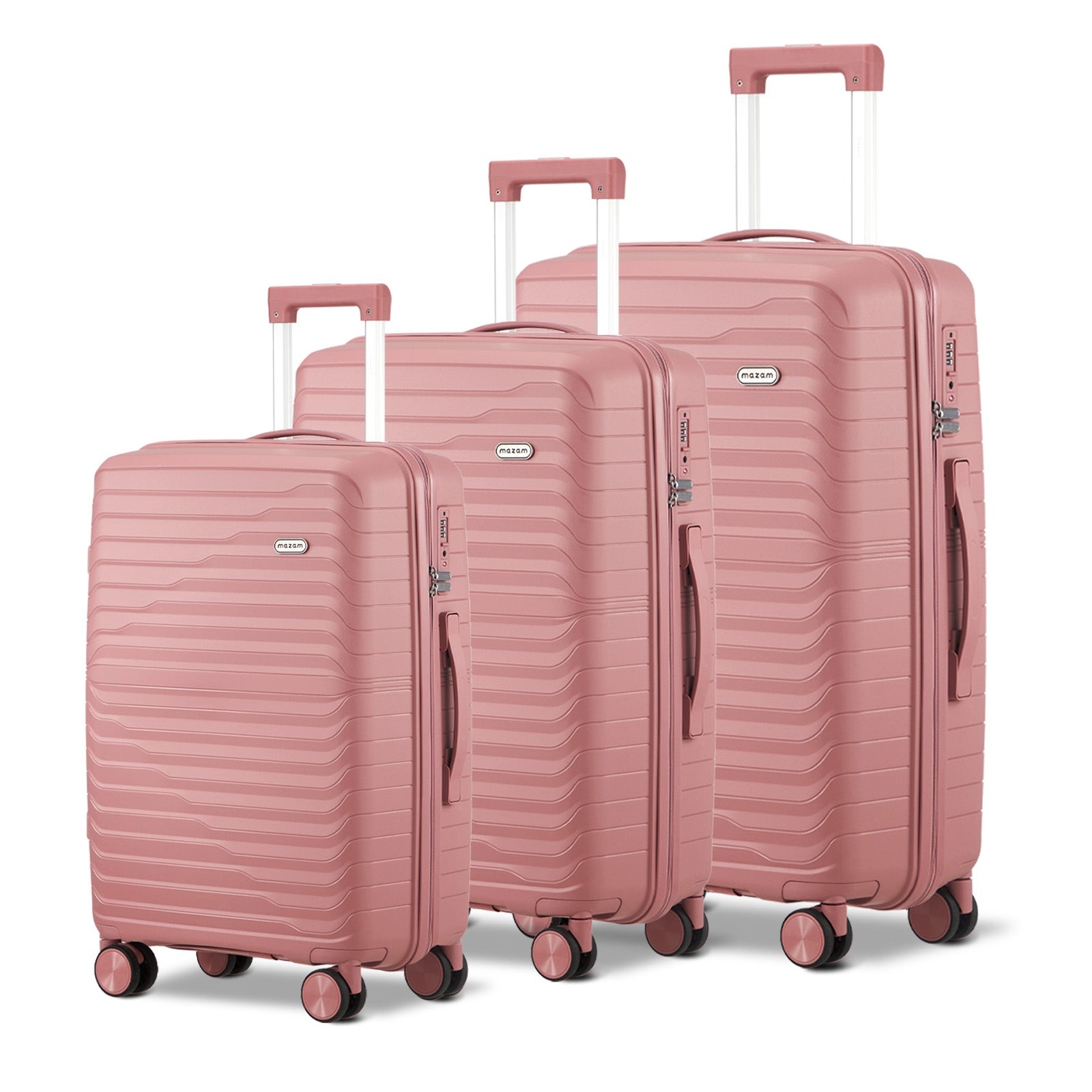 Mazam 3PCS Luggage Suitcase Trolley Set Travel TSA Lock Storage Pink PP Case - Sunyee