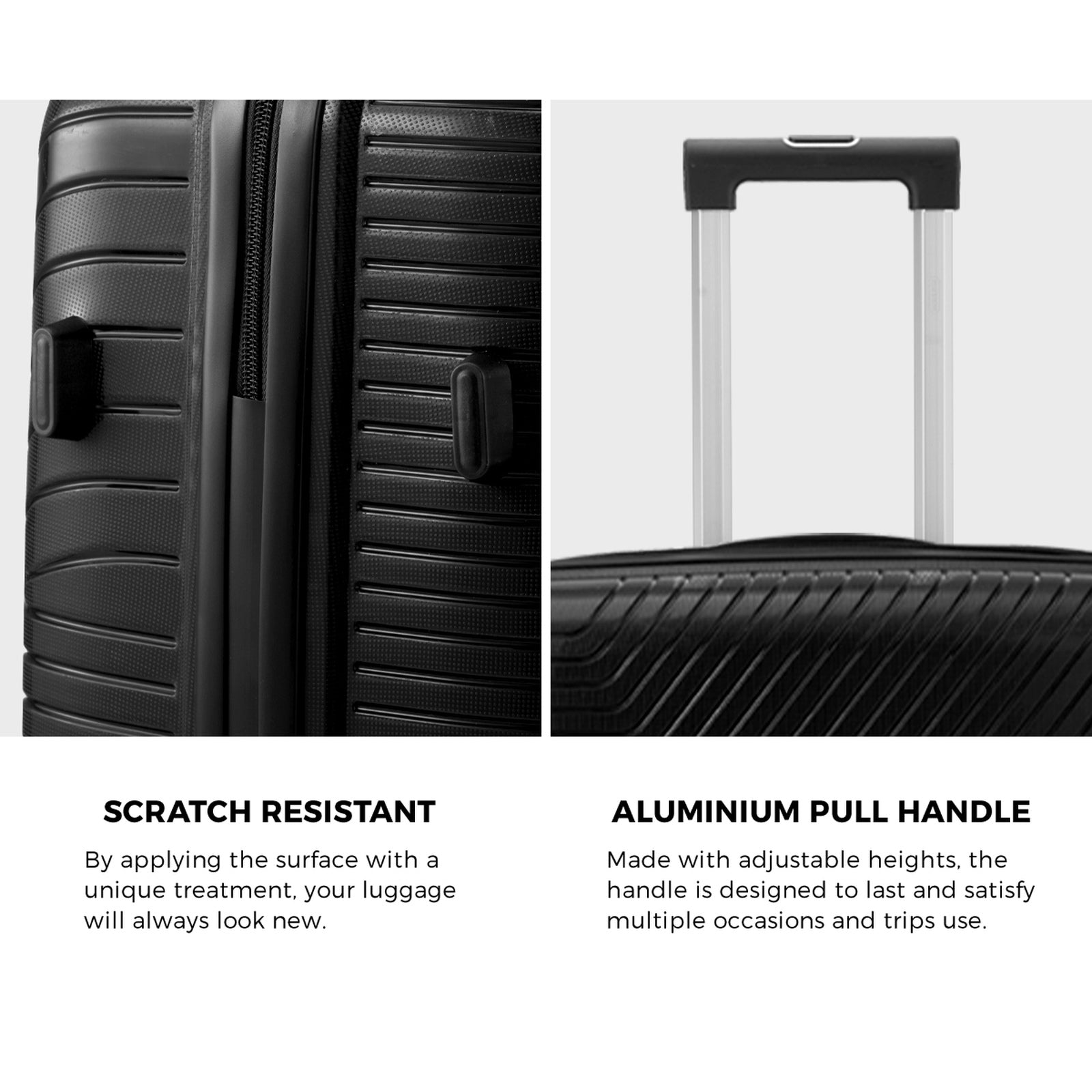 Mazam 3PCS Luggage Suitcase Trolley Set Travel Black PP Case TSA Lock Storage - Sunyee