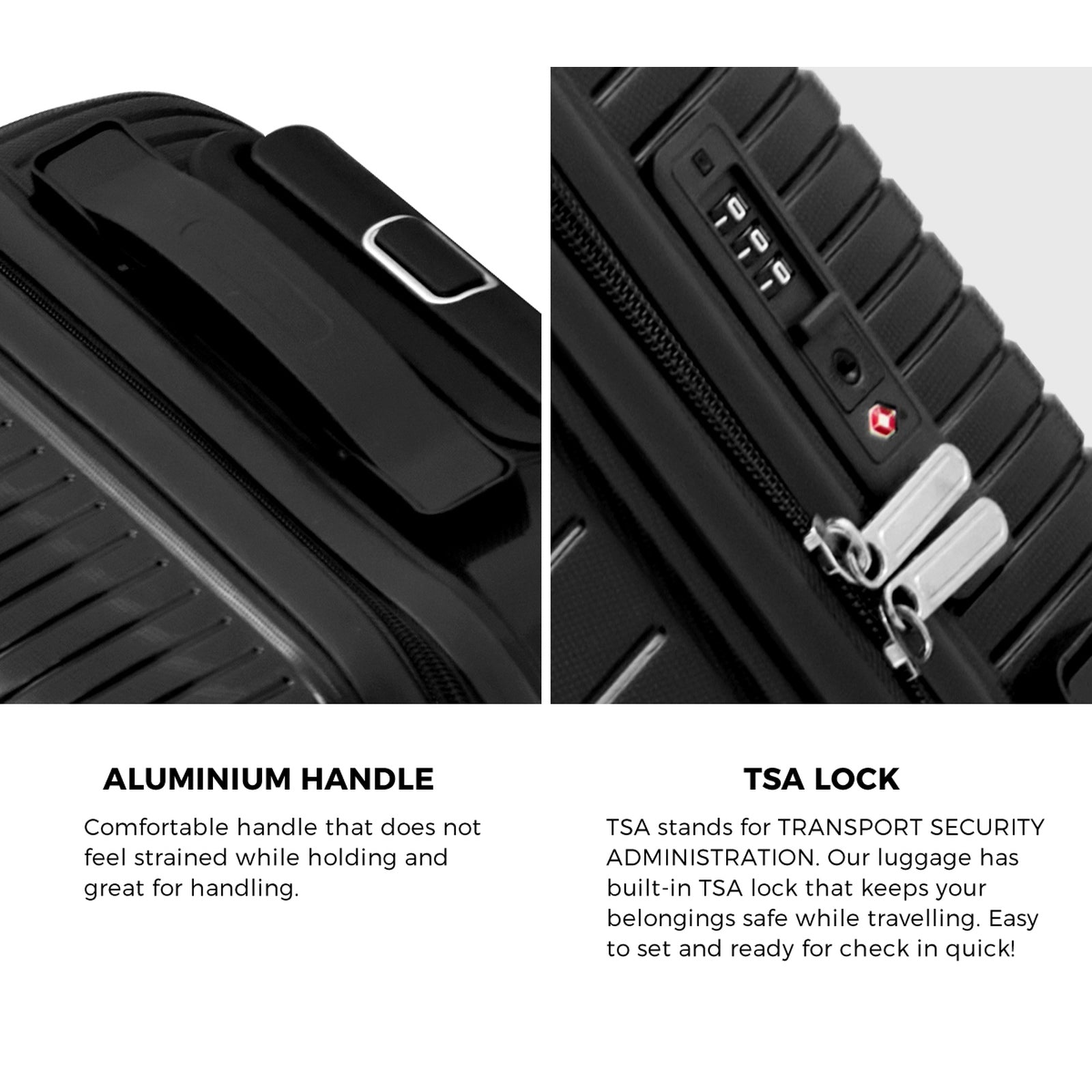 Mazam 3PCS Luggage Suitcase Trolley Set Travel Black PP Case TSA Lock Storage - Sunyee