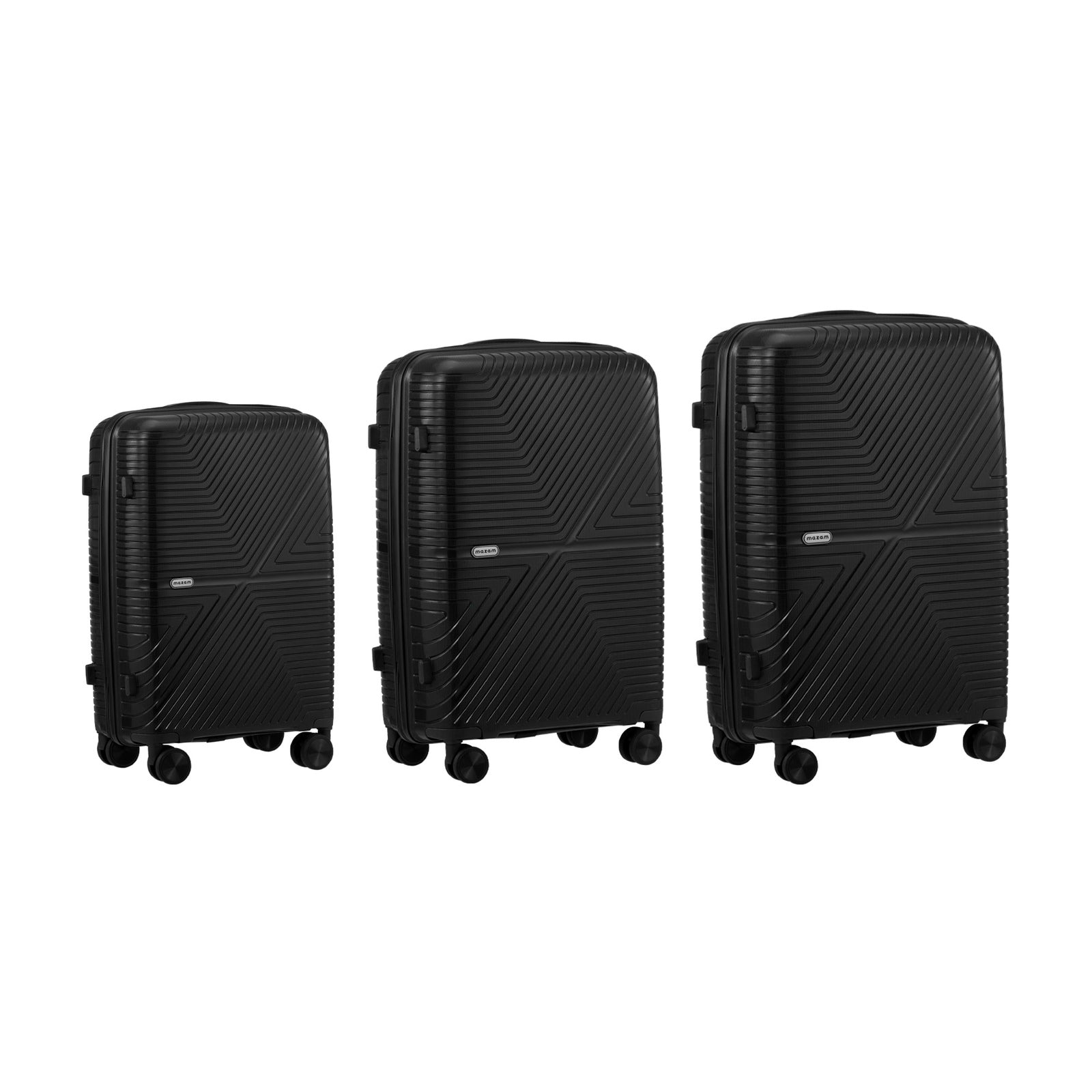 Mazam 3PCS Luggage Suitcase Trolley Set Travel Black PP Case TSA Lock Storage - Sunyee