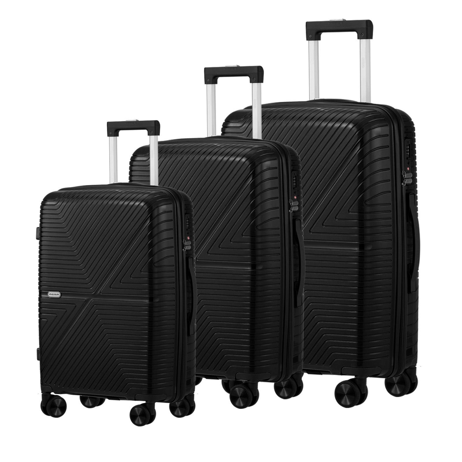 Mazam 3PCS Luggage Suitcase Trolley Set Travel Black PP Case TSA Lock Storage - Sunyee