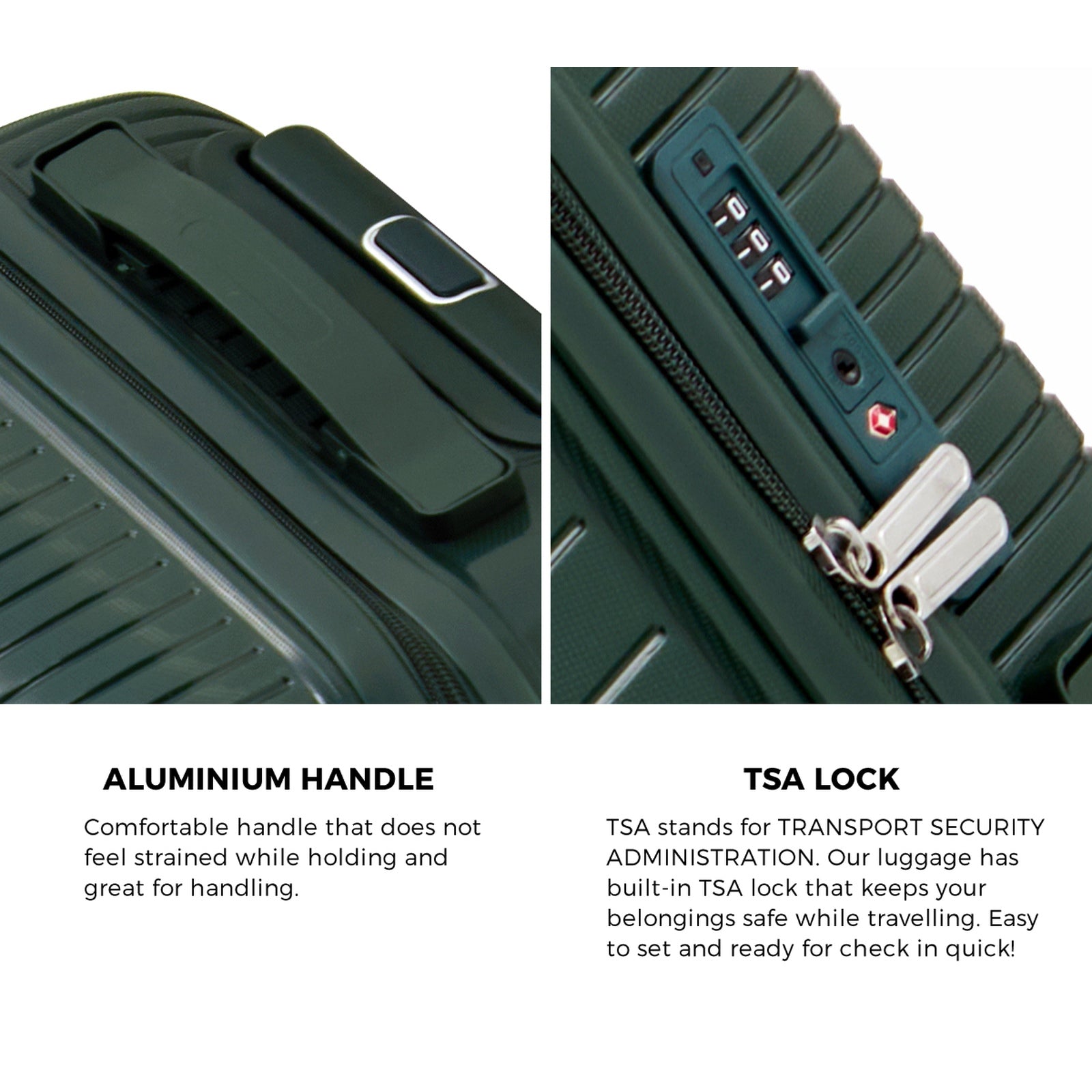 Mazam 3PCS Luggage Suitcase Trolley Set Travel Green PP Case TSA Lock Storage - Sunyee