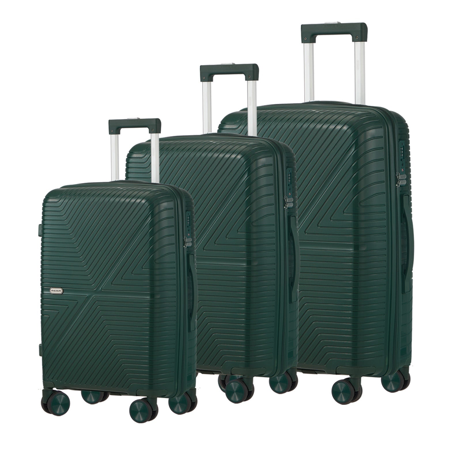 Mazam 3PCS Luggage Suitcase Trolley Set Travel Green PP Case TSA Lock Storage - Sunyee
