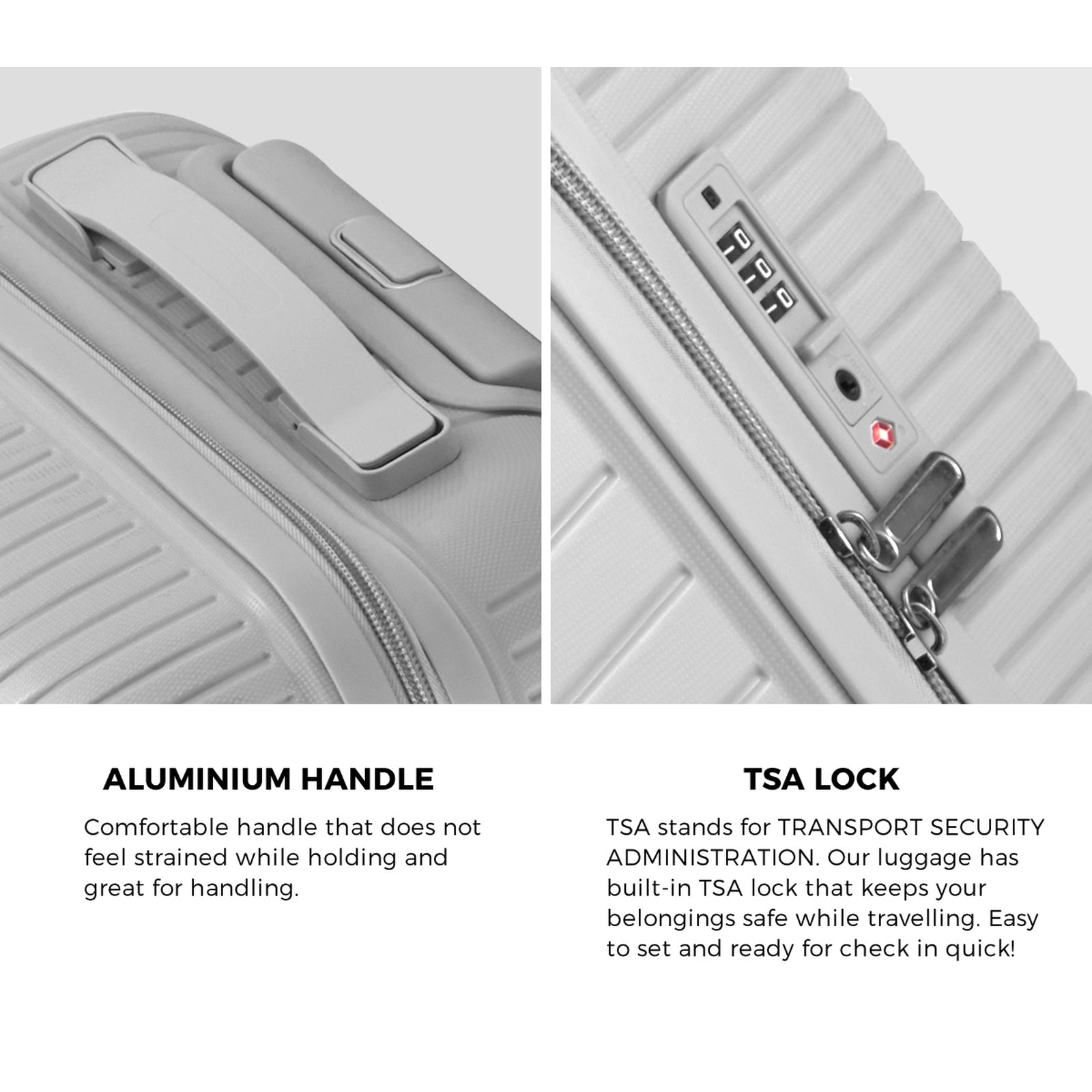 Mazam 3PCS Luggage Suitcase Trolley Set Travel Grey PP Case TSA Lock Storage - Sunyee