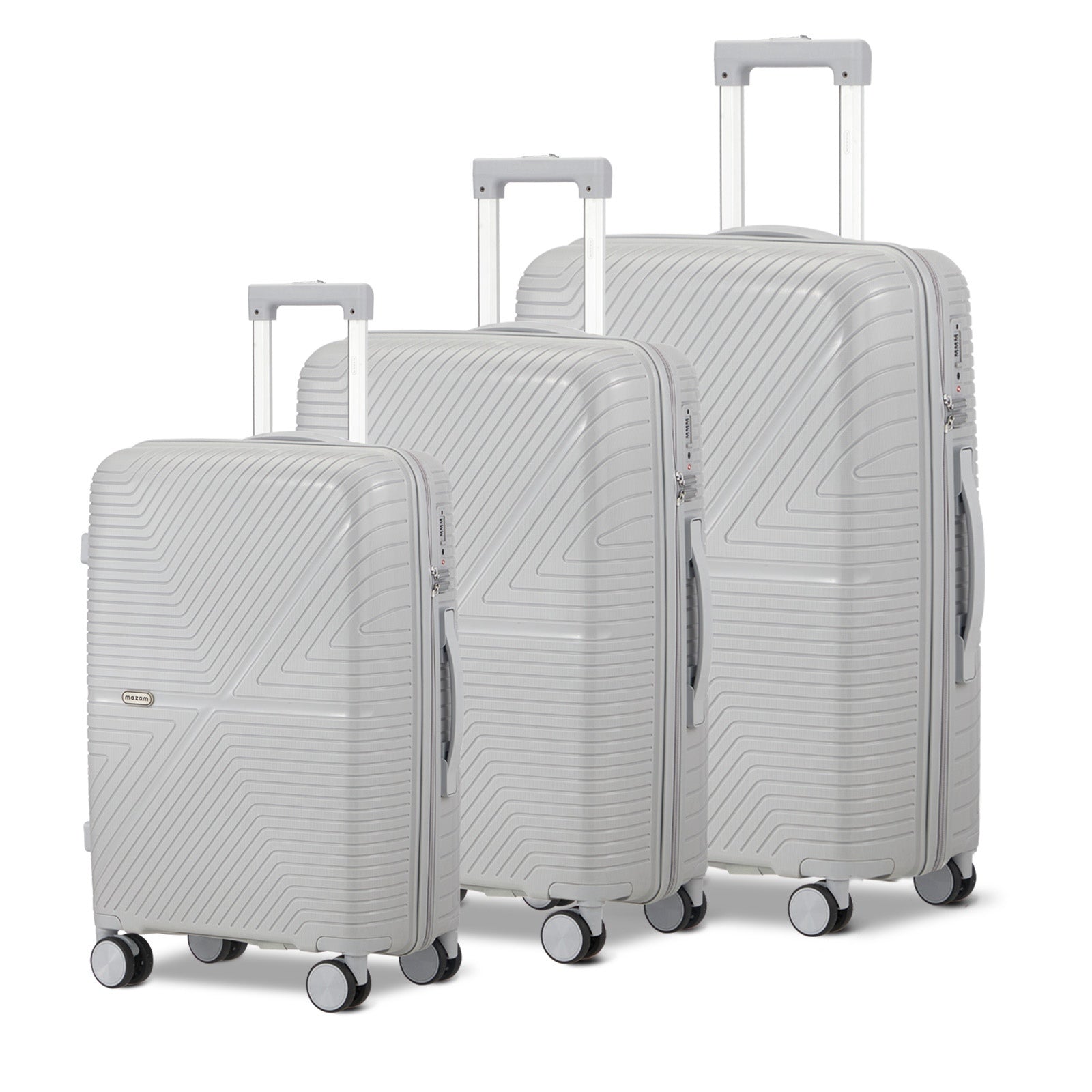 Mazam 3PCS Luggage Suitcase Trolley Set Travel Grey PP Case TSA Lock Storage - Sunyee
