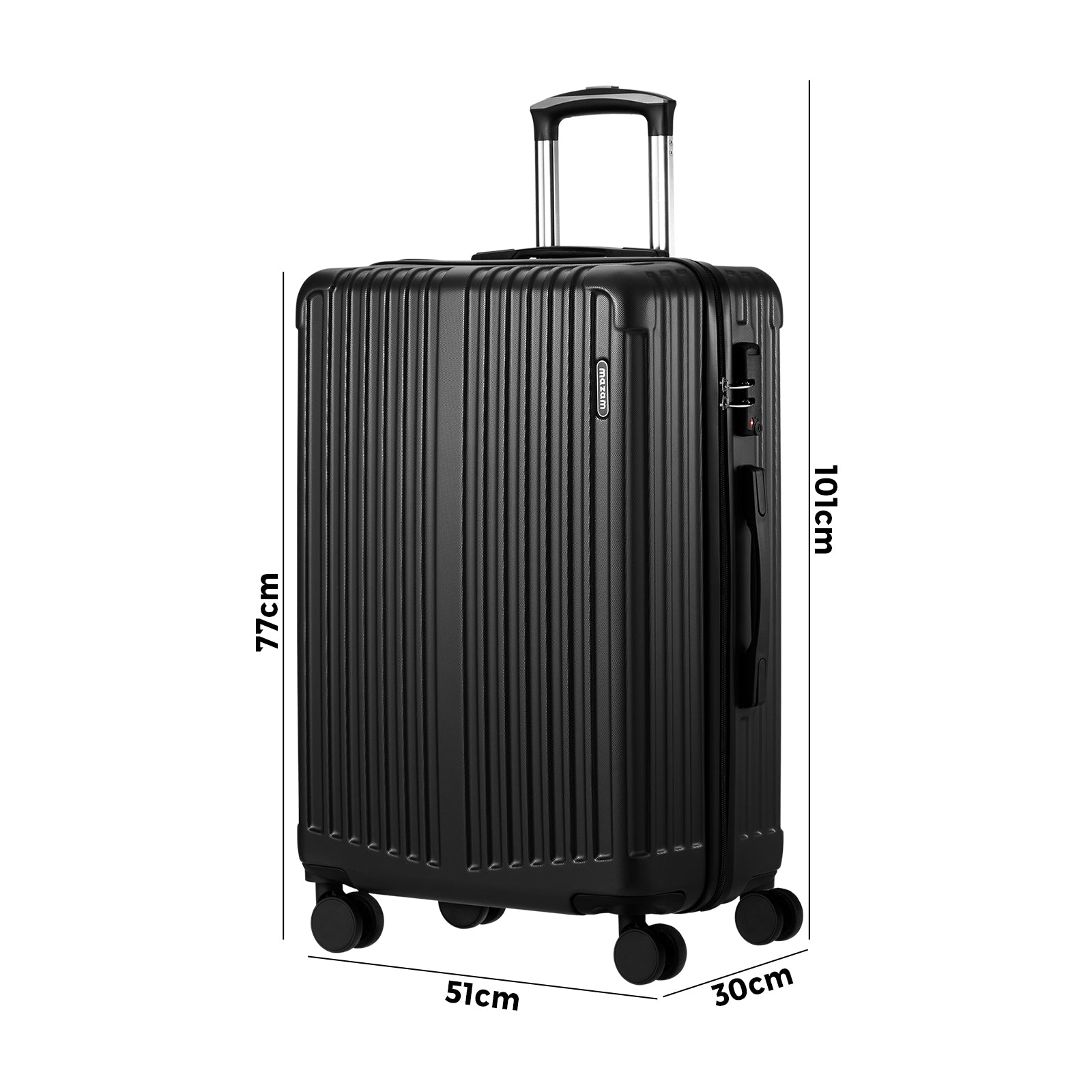 Mazam 28" Luggage Suitcase Trolley Set Travel TSA Lock Storage ABS Case Black - Sunyee