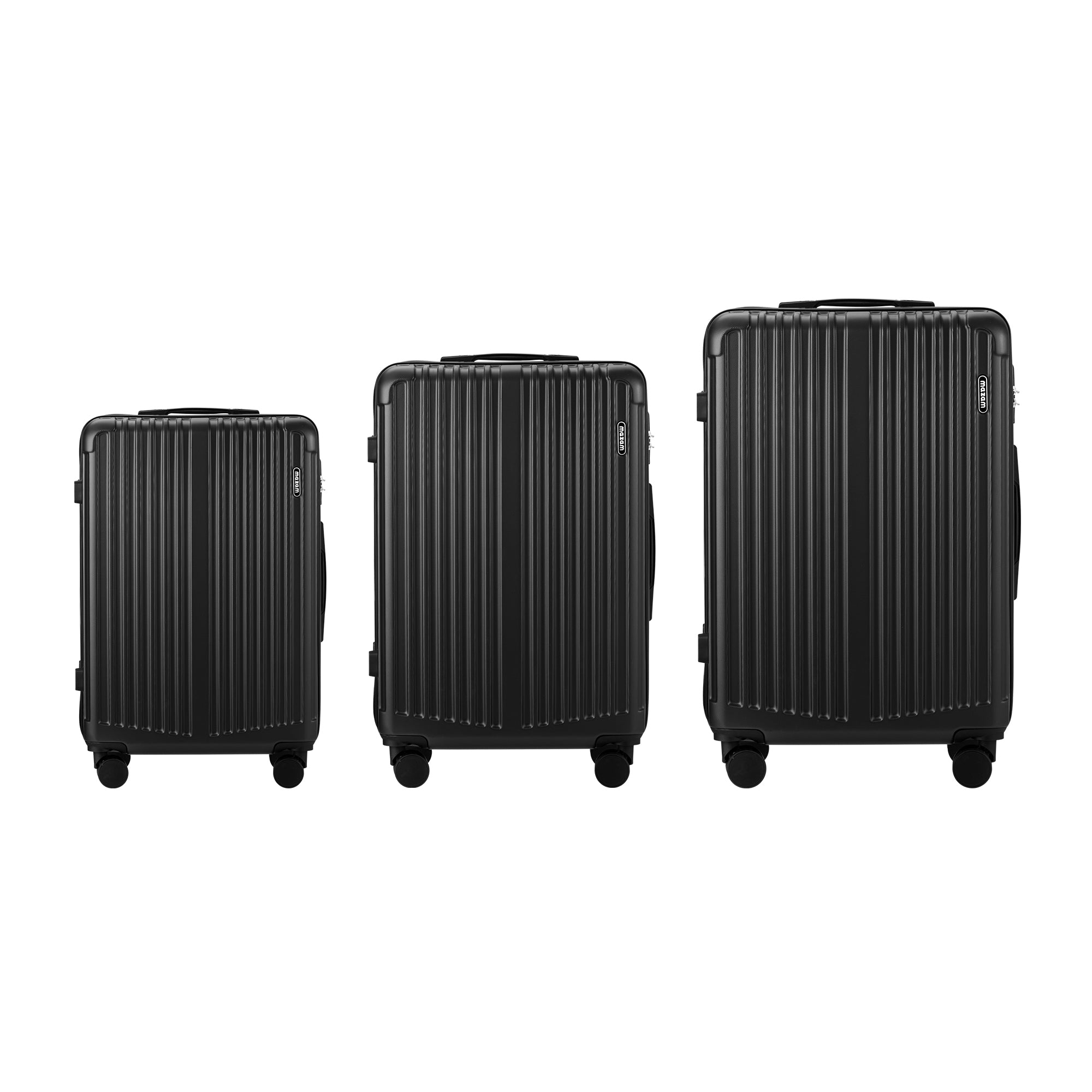 Mazam 3PCS Luggage Suitcase Trolley Set Travel TSA Lock Storage ABS Case Black - Sunyee
