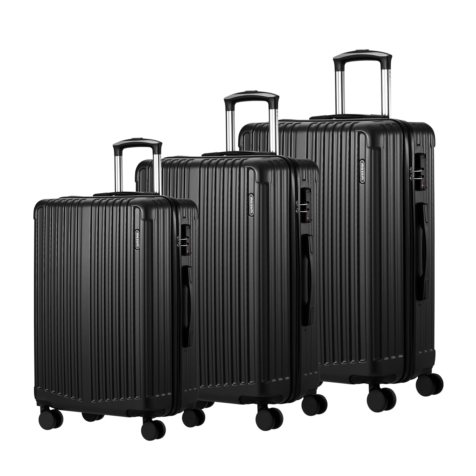 Mazam 3PCS Luggage Suitcase Trolley Set Travel TSA Lock Storage ABS Case Black - Sunyee