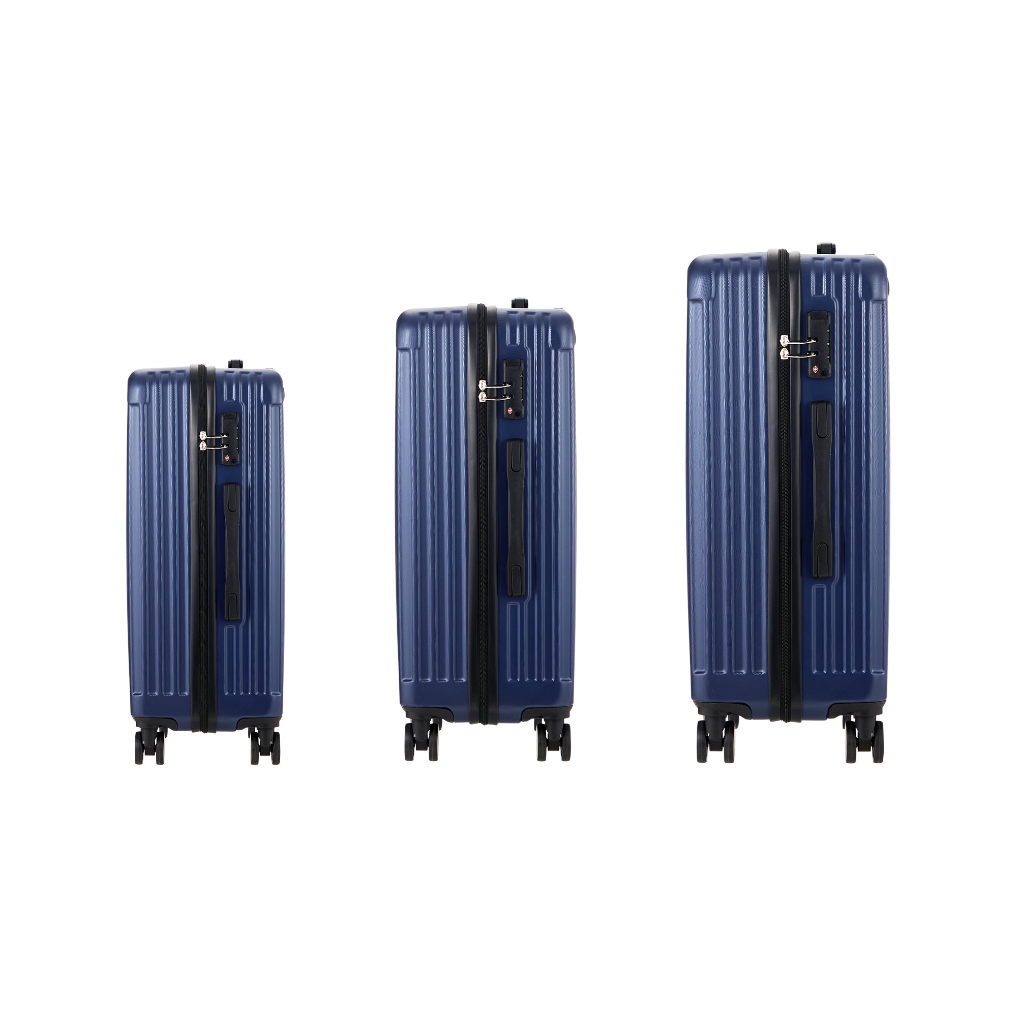 Mazam 3PCS Luggage Suitcase Trolley Set Travel TSA Lock Storage ABS Case Navy - Sunyee