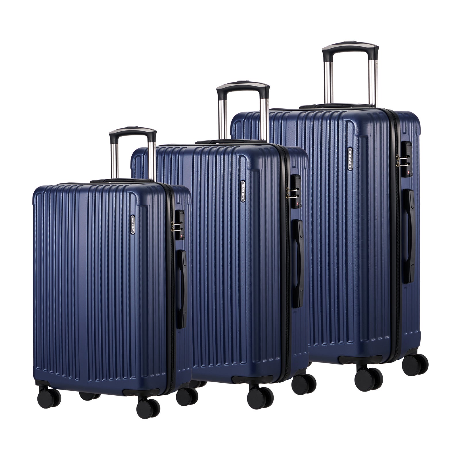 Mazam 3PCS Luggage Suitcase Trolley Set Travel TSA Lock Storage ABS Case Navy - Sunyee
