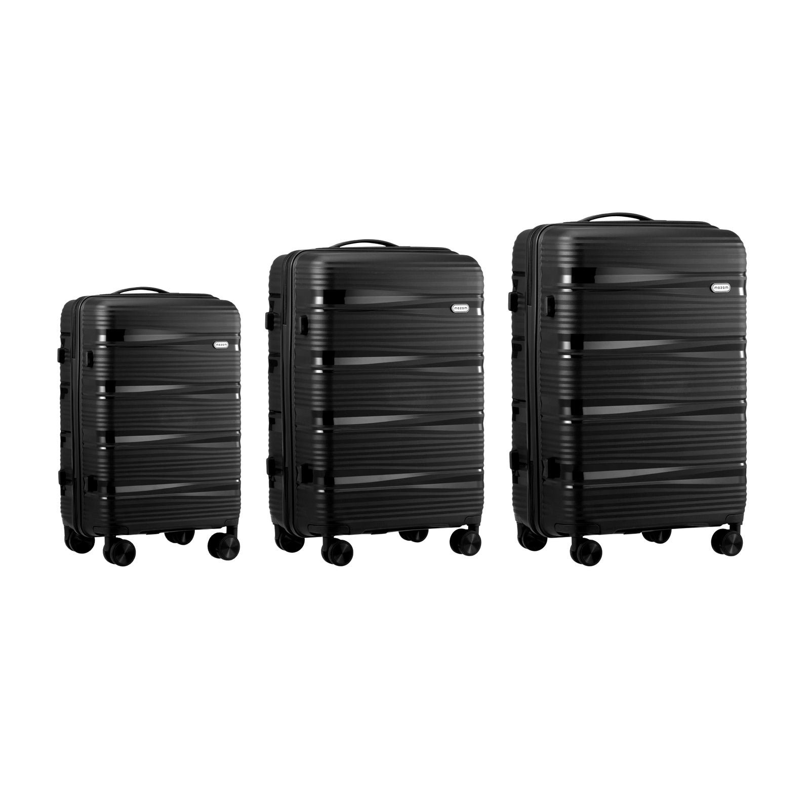 Mazam 3PCS Luggage Suitcase Trolley Set Travel PP Case TSA Lock Storage Black - Sunyee