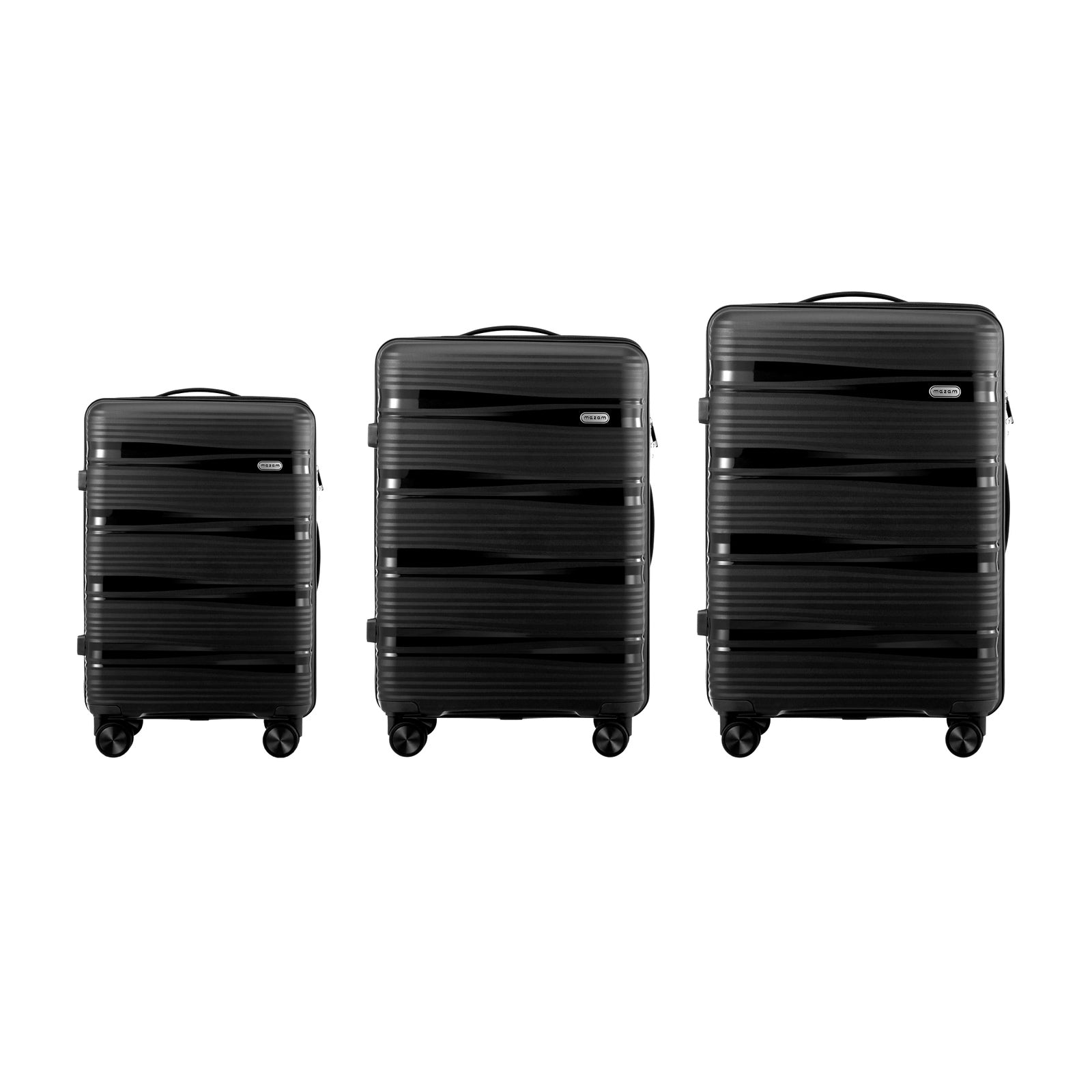 Mazam 3PCS Luggage Suitcase Trolley Set Travel PP Case TSA Lock Storage Black - Sunyee