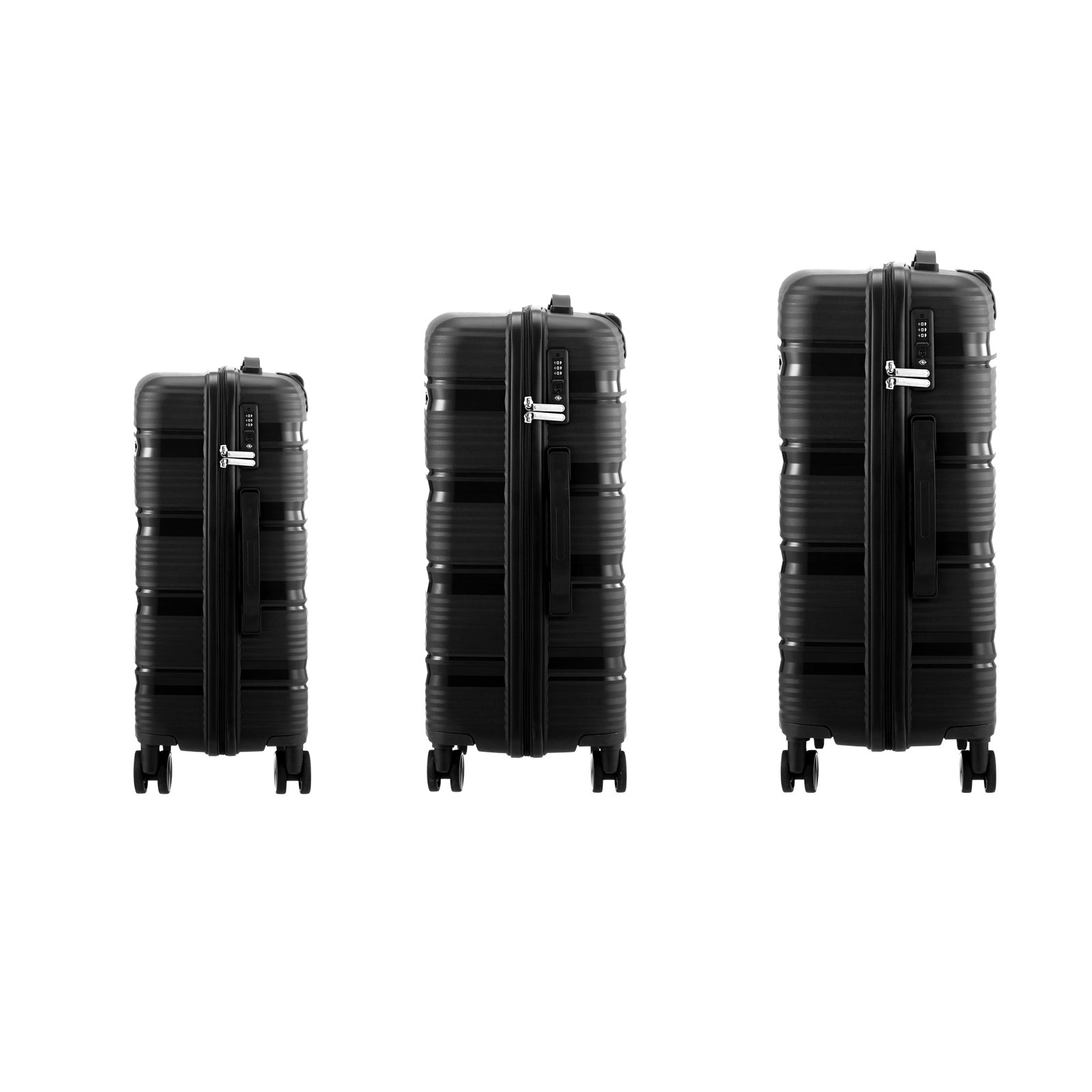 Mazam 3PCS Luggage Suitcase Trolley Set Travel PP Case TSA Lock Storage Black - Sunyee