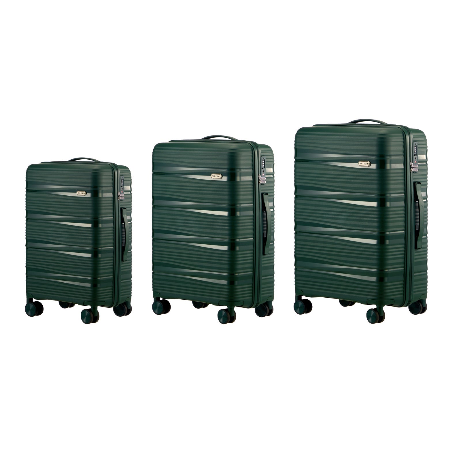 Mazam 3PCS Luggage Suitcase Trolley Set Travel PP Case TSA Lock Storage Green - Sunyee