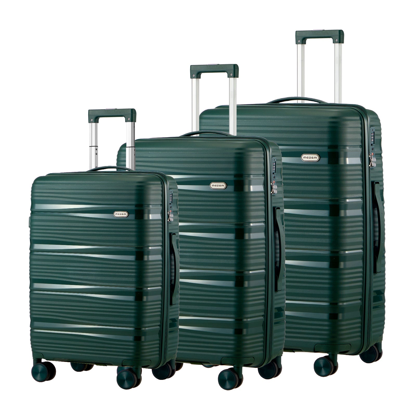 Mazam 3PCS Luggage Suitcase Trolley Set Travel PP Case TSA Lock Storage Green - Sunyee
