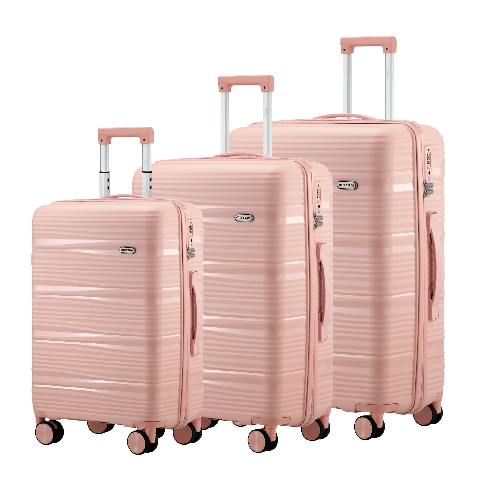 Mazam 3PCS Luggage Suitcase Trolley Set Travel PP Case TSA Lock Storage Pink - Sunyee