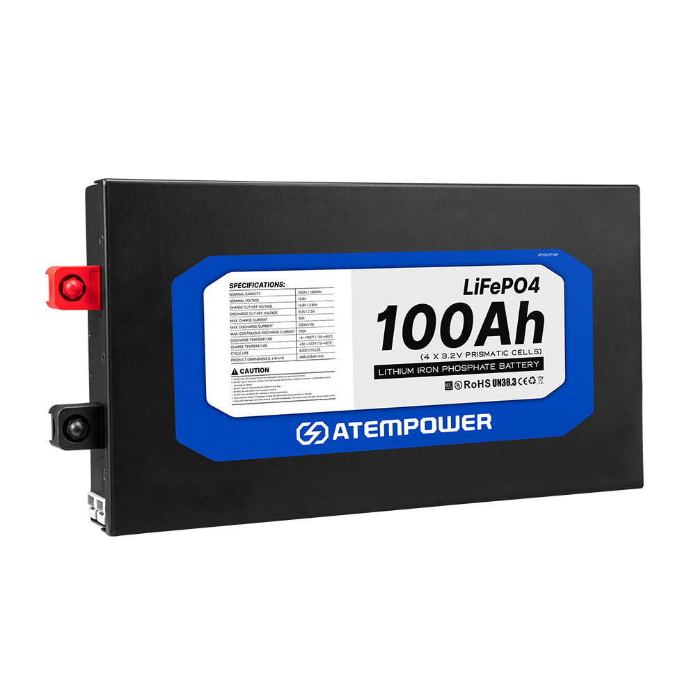 Atem Power 12V 100Ah Slimline Lithium Battery LiFePO4 Deep Cycle Battery - Sunyee