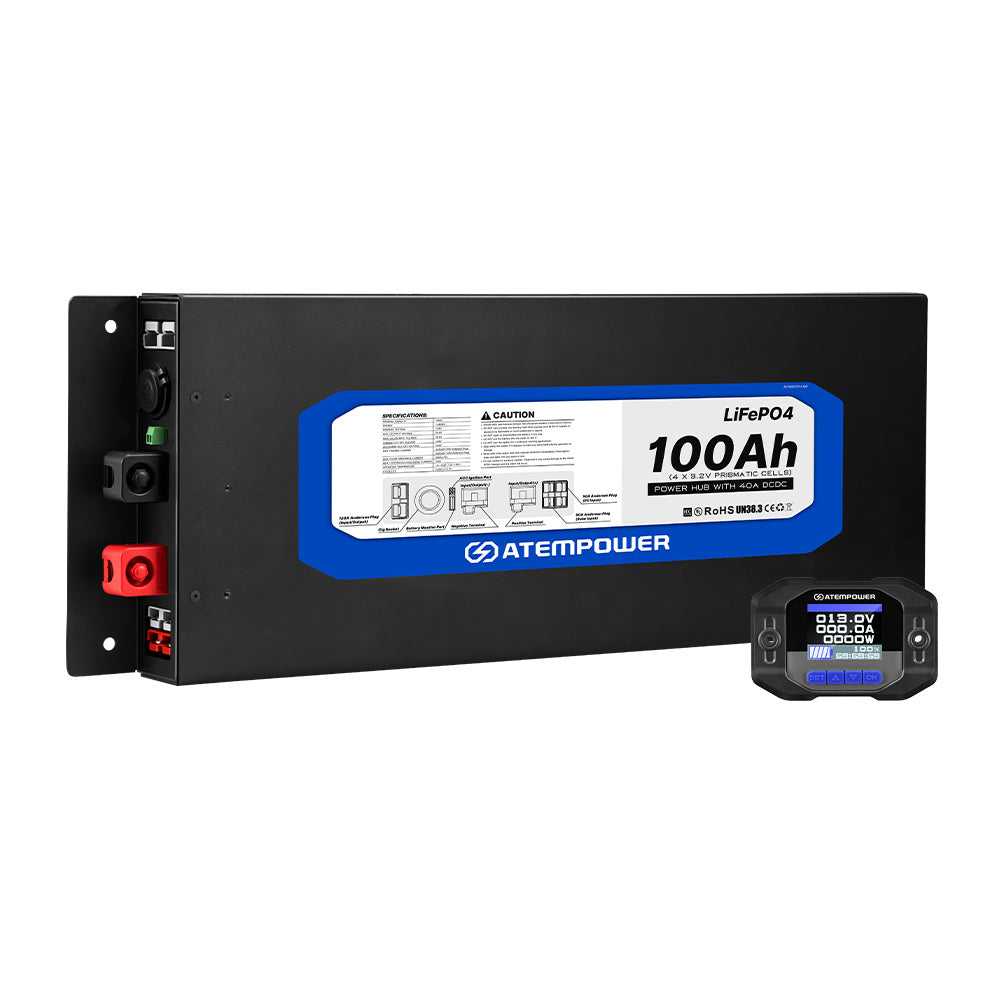 Atem Power 12V 100Ah Slimline Lithium Battery Built-in 40A DC-DC Charger - Sunyee