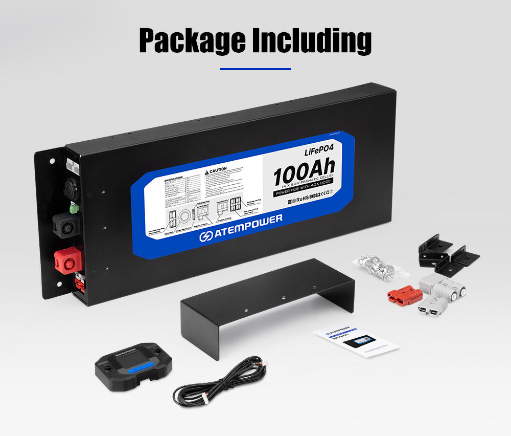 Atem Power 12V 100Ah Slimline Lithium Battery Built-in 40A DC-DC Charger - Sunyee