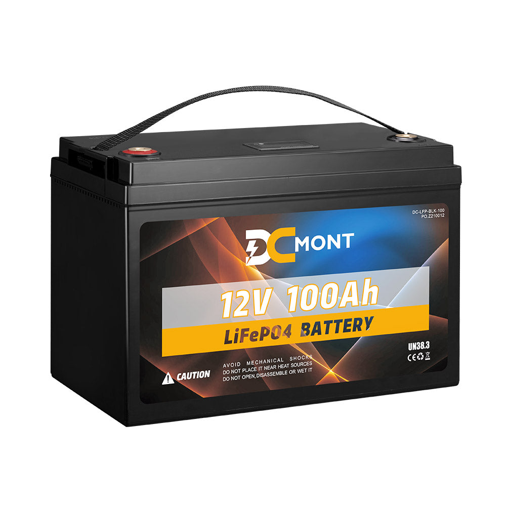 DC MONT 100Ah 12V Lithium Battery LiFePO4 Phosphate Deep Cycle Rechargeable - Sunyee