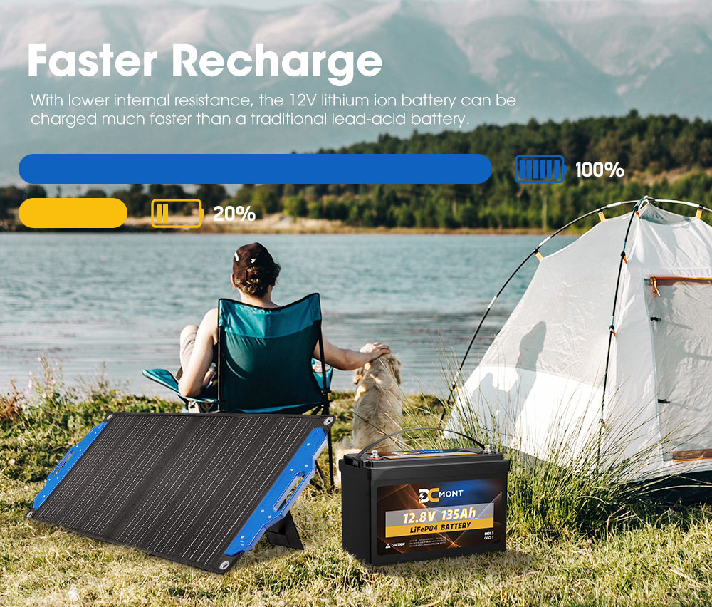 DC MONT 12V 135Ah Lithium Battery LiFePO4 Phosphate Deep Cycle Rechargeable - Sunyee