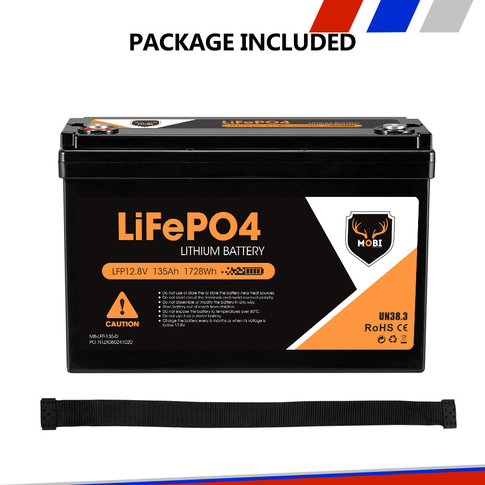 Mobi 12V 135AH Lithium Iron Phosphate Battery LiFePO4 Deep Cycle - Sunyee