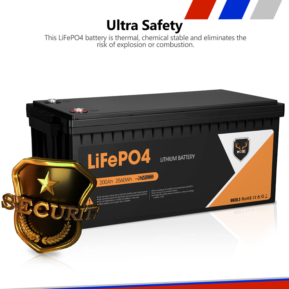 Mobi 12V 200AH Lithium Iron Phosphate Battery LiFePO4 Deep Cycle - Sunyee