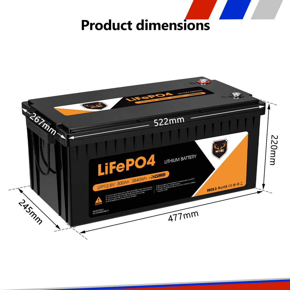 Mobi 12V 300AH Lithium Iron Phosphate Battery LiFePO4 Deep Cycle - Sunyee