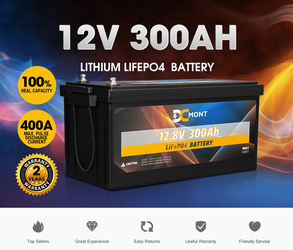 300Ah 12V Lithium Battery LiFePO4 6000 Cycle Built-in BMS Rechargeable for RV - Sunyee