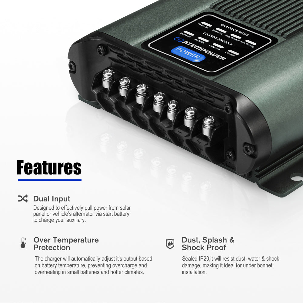 Atem Power 12V 100Ah Slimline Lithium Battery + 12V 25A DC to DC Battery Charger - Sunyee