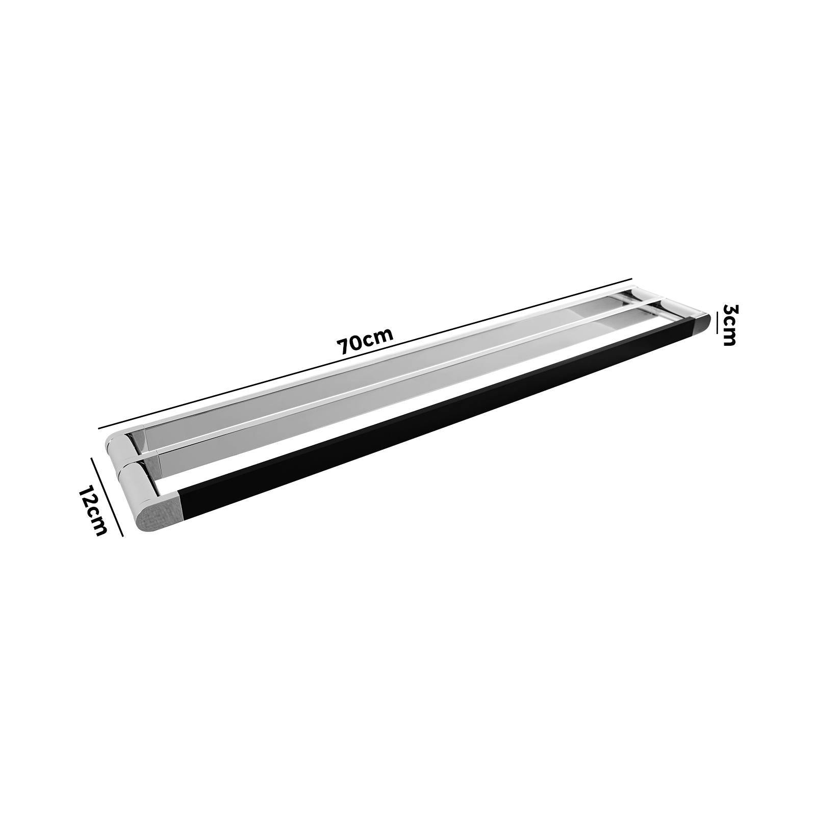 Double Towel Rail 70cm Rack Bar Holder Bathroom Accessories Chrome DTB700 - Sunyee