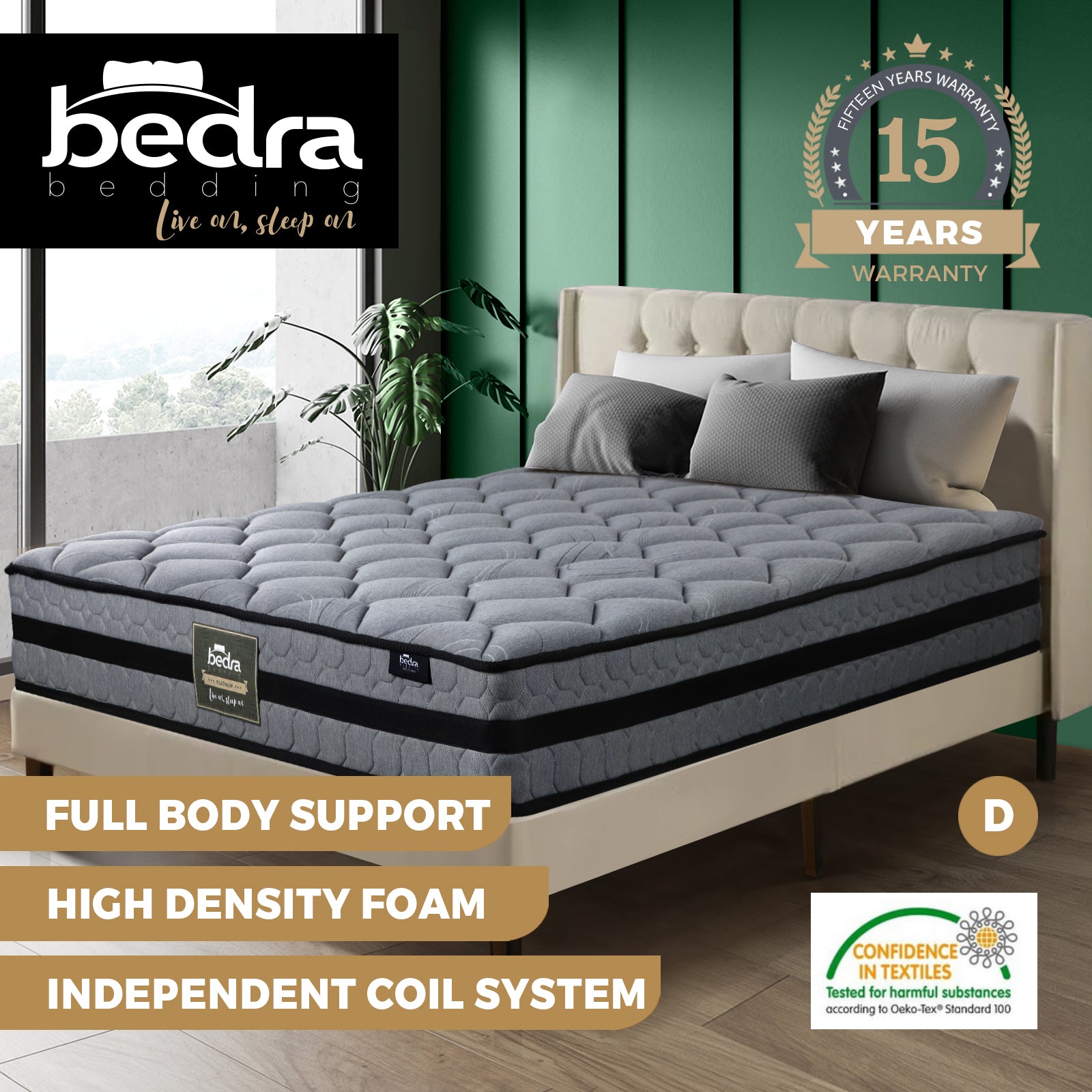 Bedra Mattress Queen Single Double King EuroTop Medium Firm Spring Latex 7 Zone - Sunyee