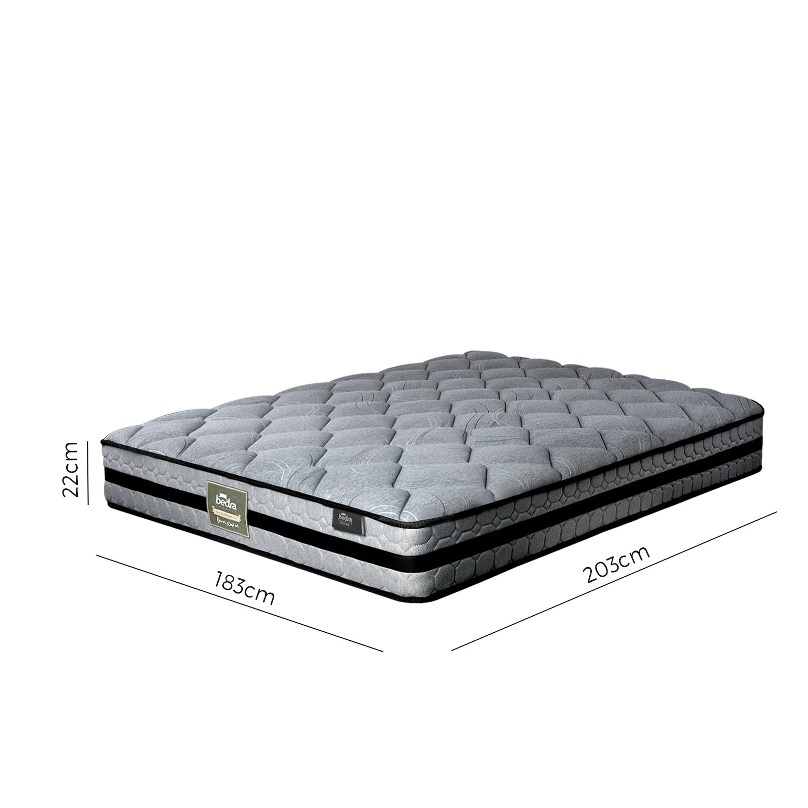 Bedra King Mattress Bed Mattress 3D Mesh Fabric Firm Foam Spring 22cm 7-Zone - Sunyee