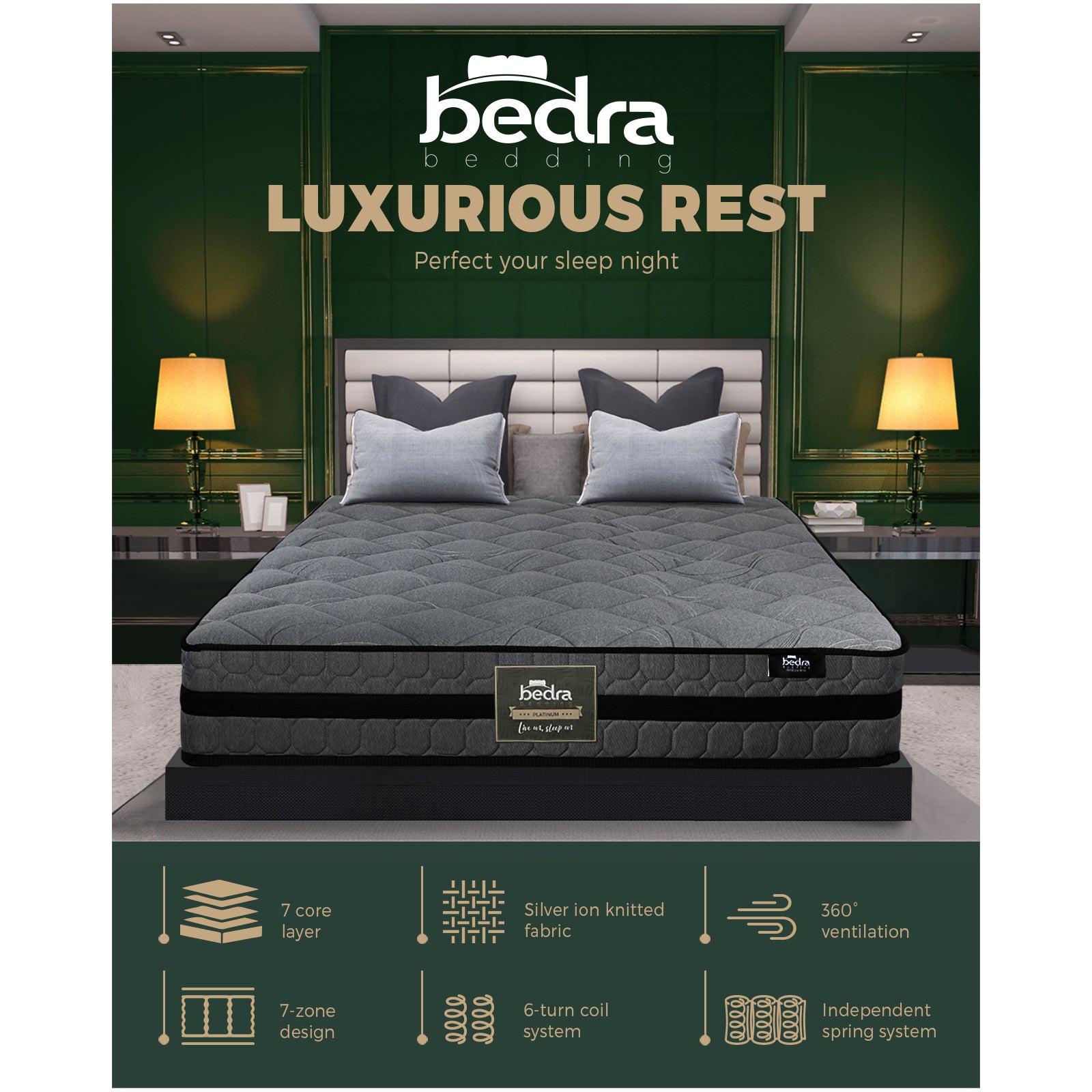 Bedra King Single Mattress Bed Mattress 3D Mesh Fabric Firm Foam Spring 22cm - Sunyee