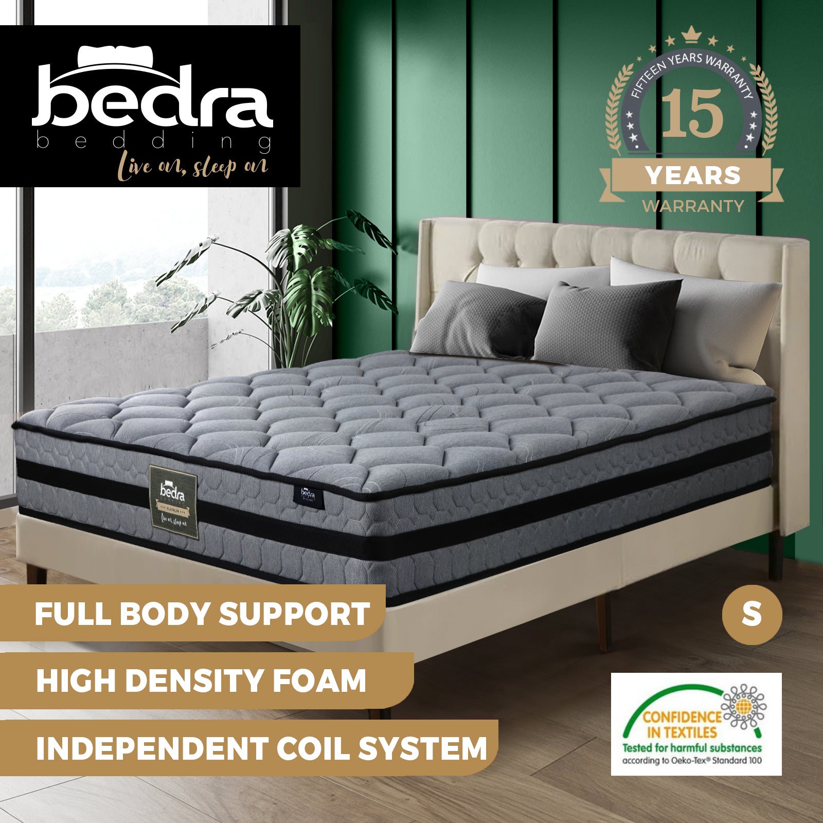 Bedra Mattress Queen Single Double King EuroTop Medium Firm Spring Latex 7 Zone - Sunyee